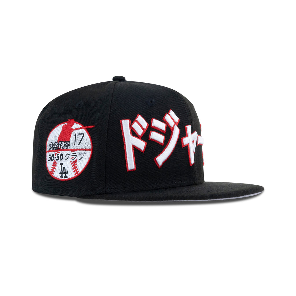 New Era Los Angeles Dodgers Kanji Japan Fitted Grey Bottom "Black Front Door Red White" (Shohei Ohtani Embroidery)