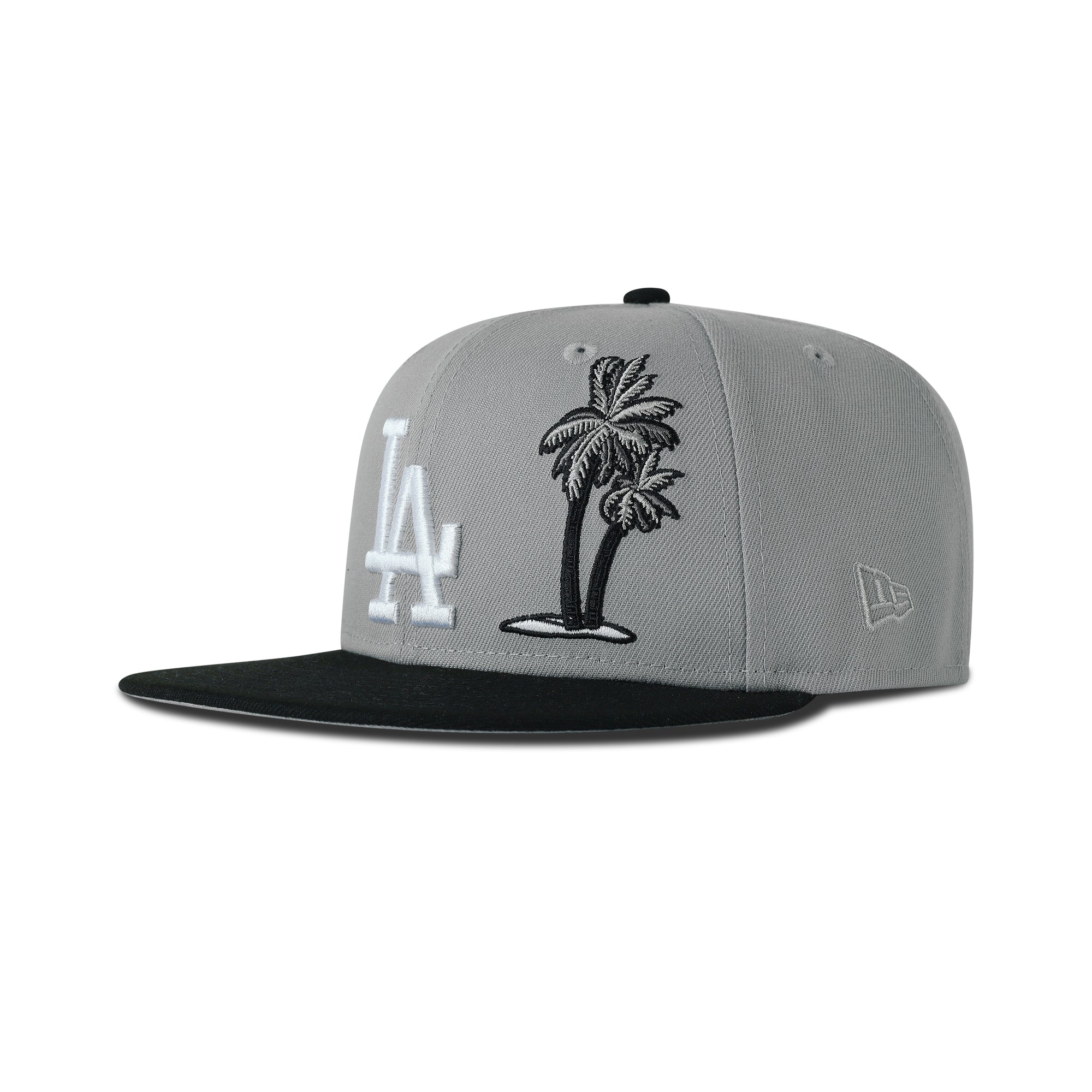 New Era Los Angeles Dodgers Fitted Grey Bottom "Grey Black White" (Palm Tree & 2020 World Champions Embroidery)
