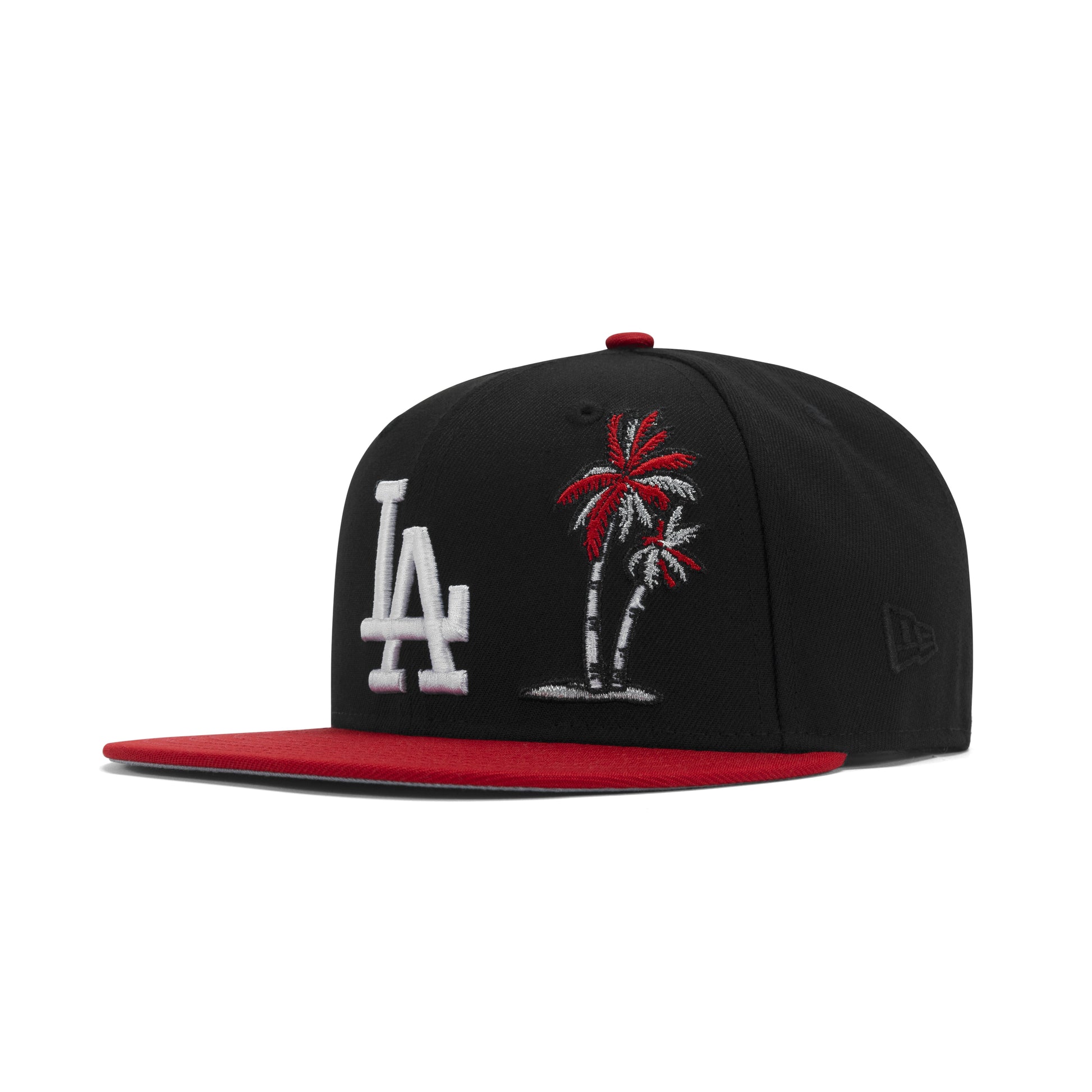 New Era Los Angeles Dodgers Fitted Grey Bottom "Black Red" (Palm Tree 40th Anniversary Embroidery)