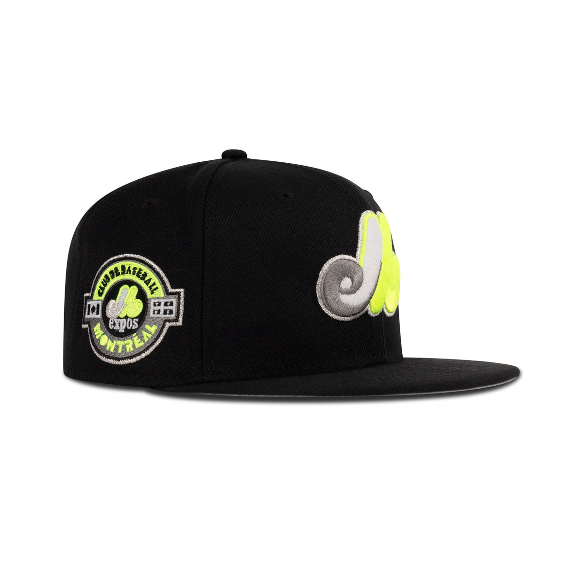 New Era Montreal Expos Fitted Grey Bottom "Black Neon Yellow" (Club de Baseball Patch)