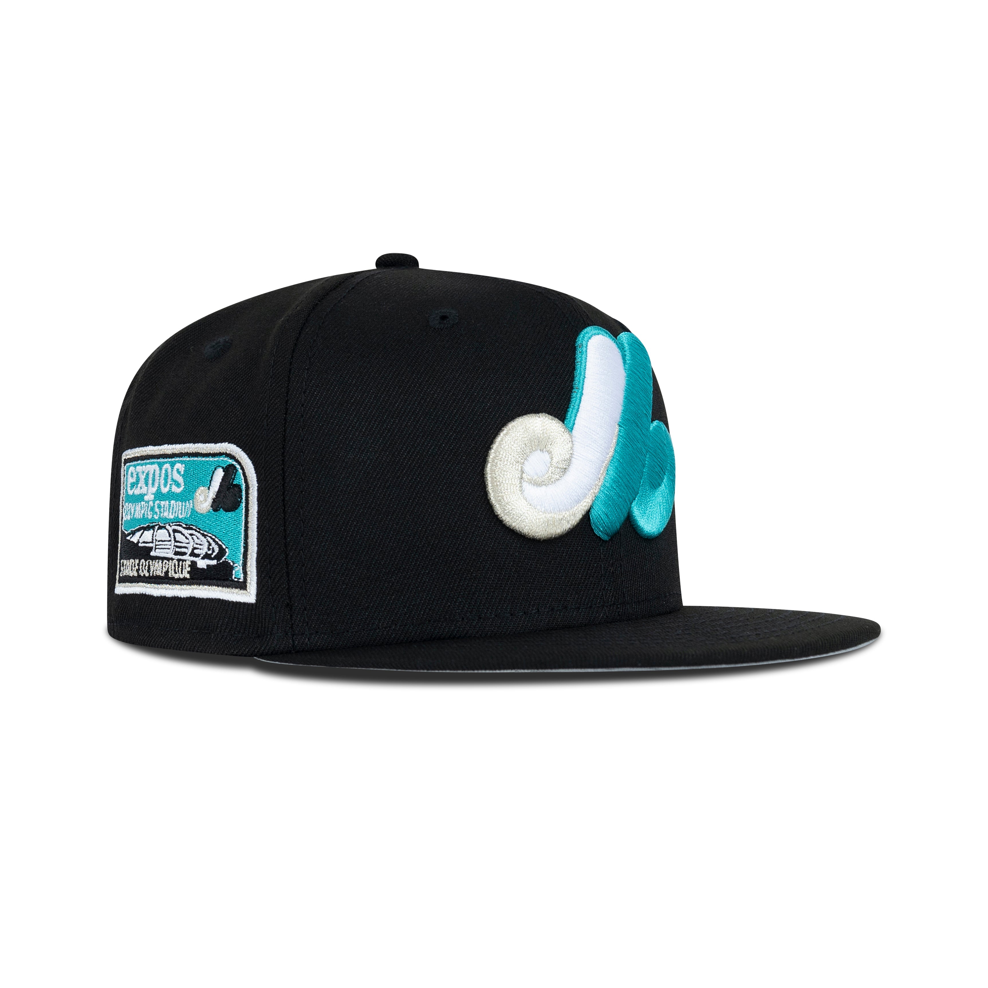 New Era Montreal Expos Fitted Grey Bottom ”Black Teal Silver" (Expos Olympic Stadium Embroidery)