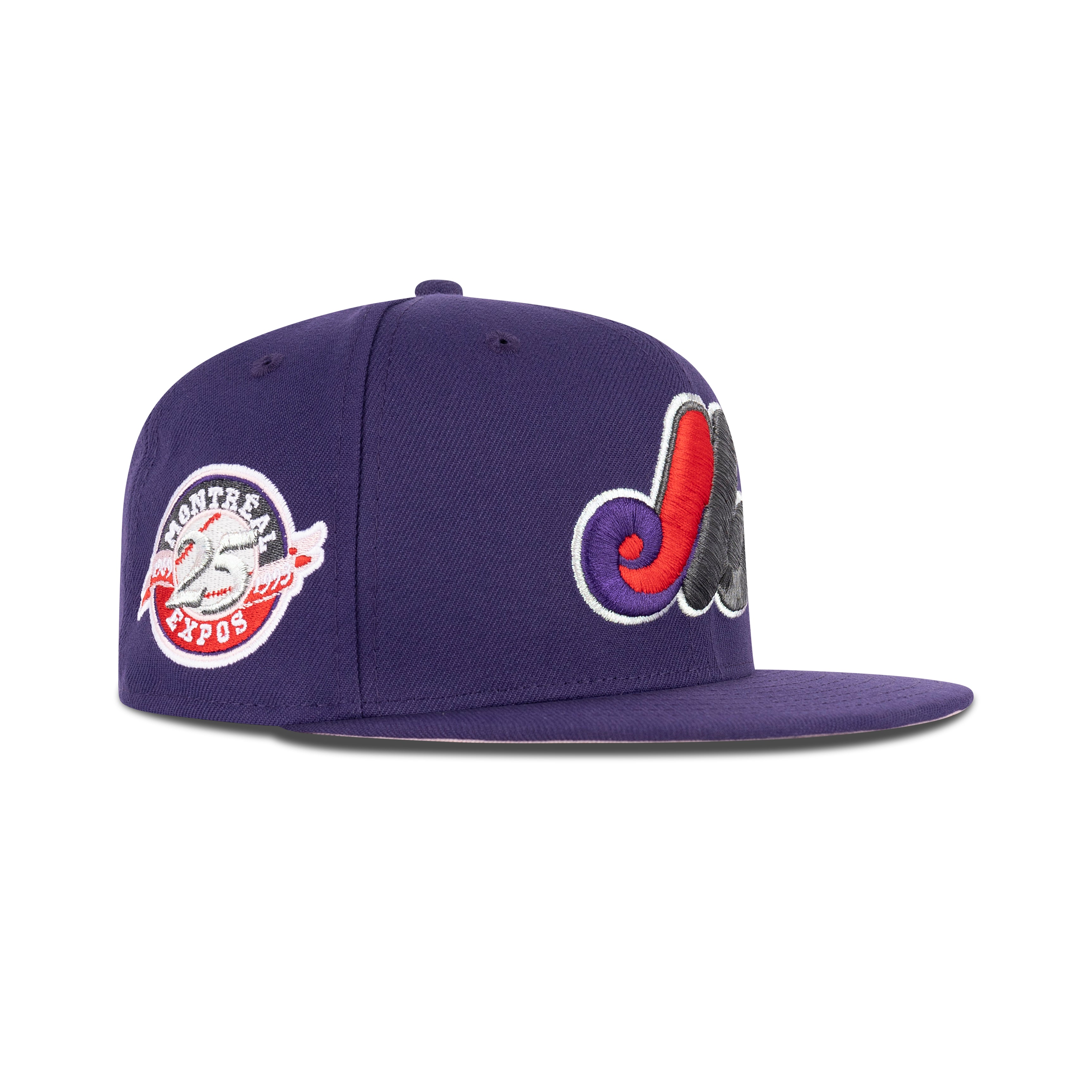 New Era Montreal Expos Fitted Pink Bottom "Purple Front Door Red Black" (1969-1993 25th Anniversary Embroidery)