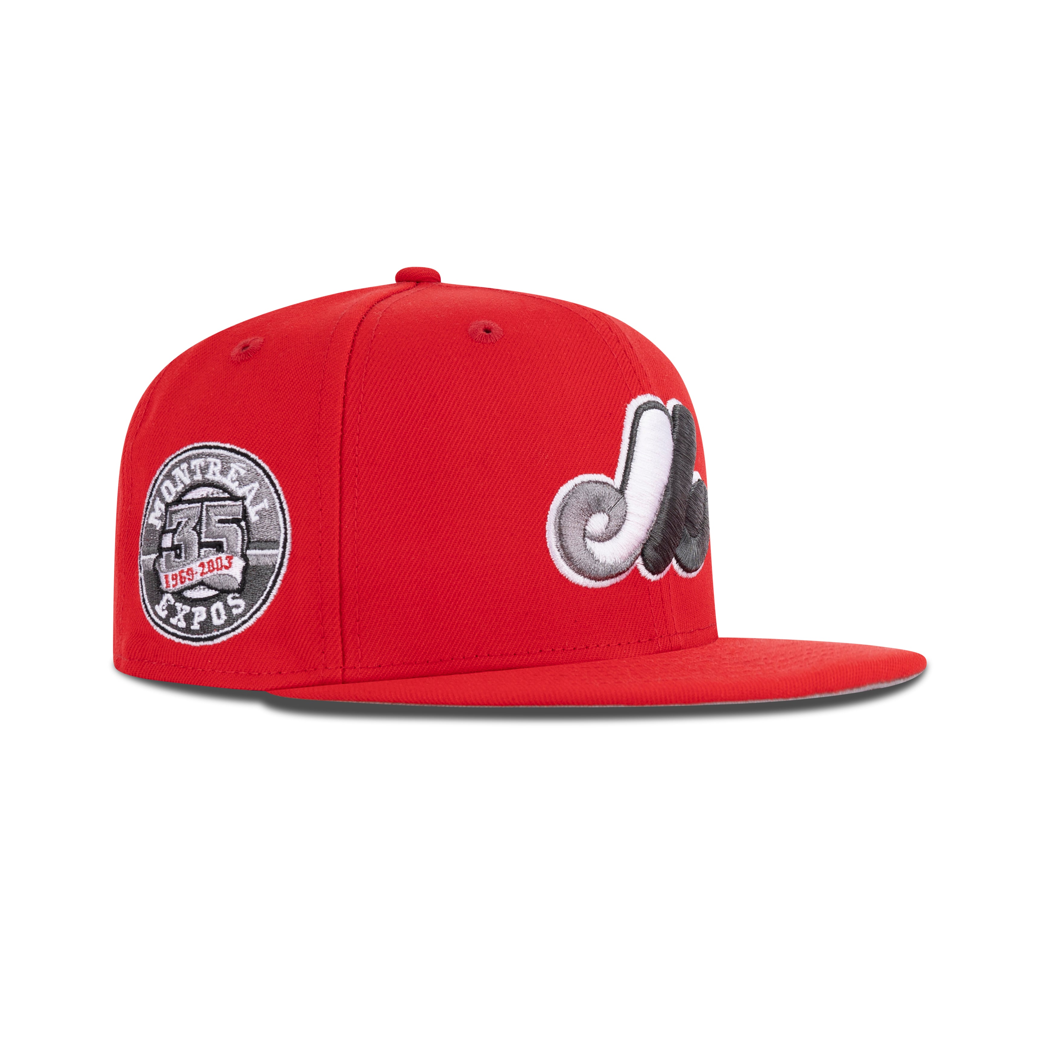 New Era Montreal Expos Fitted Grey Bottom "Front Door Red" (1969-2003 35th Anniversary Embroidery)