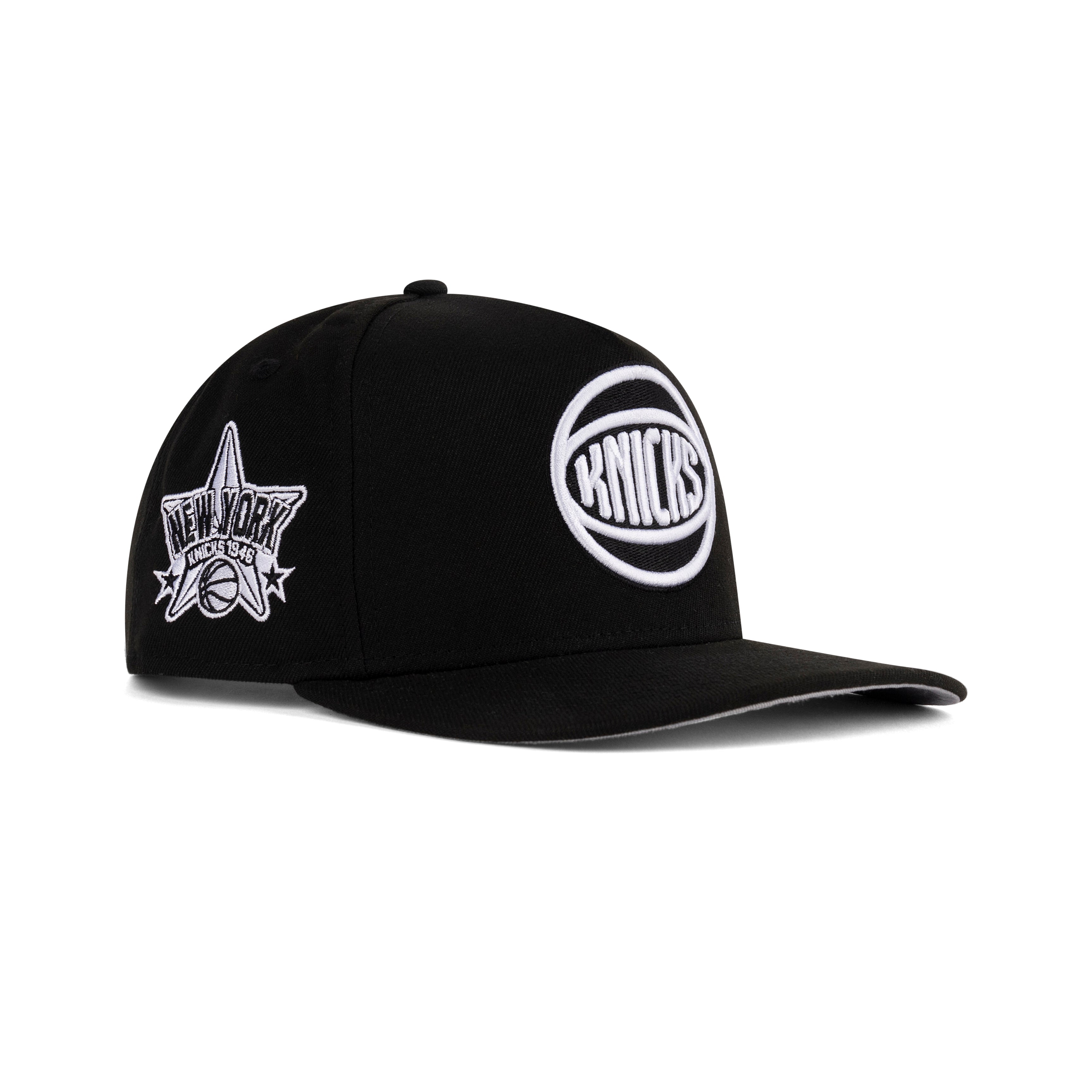 New Era New York Knicks A-Frame Snapback Gray Bottom "Black White" (1946 Embroidery)