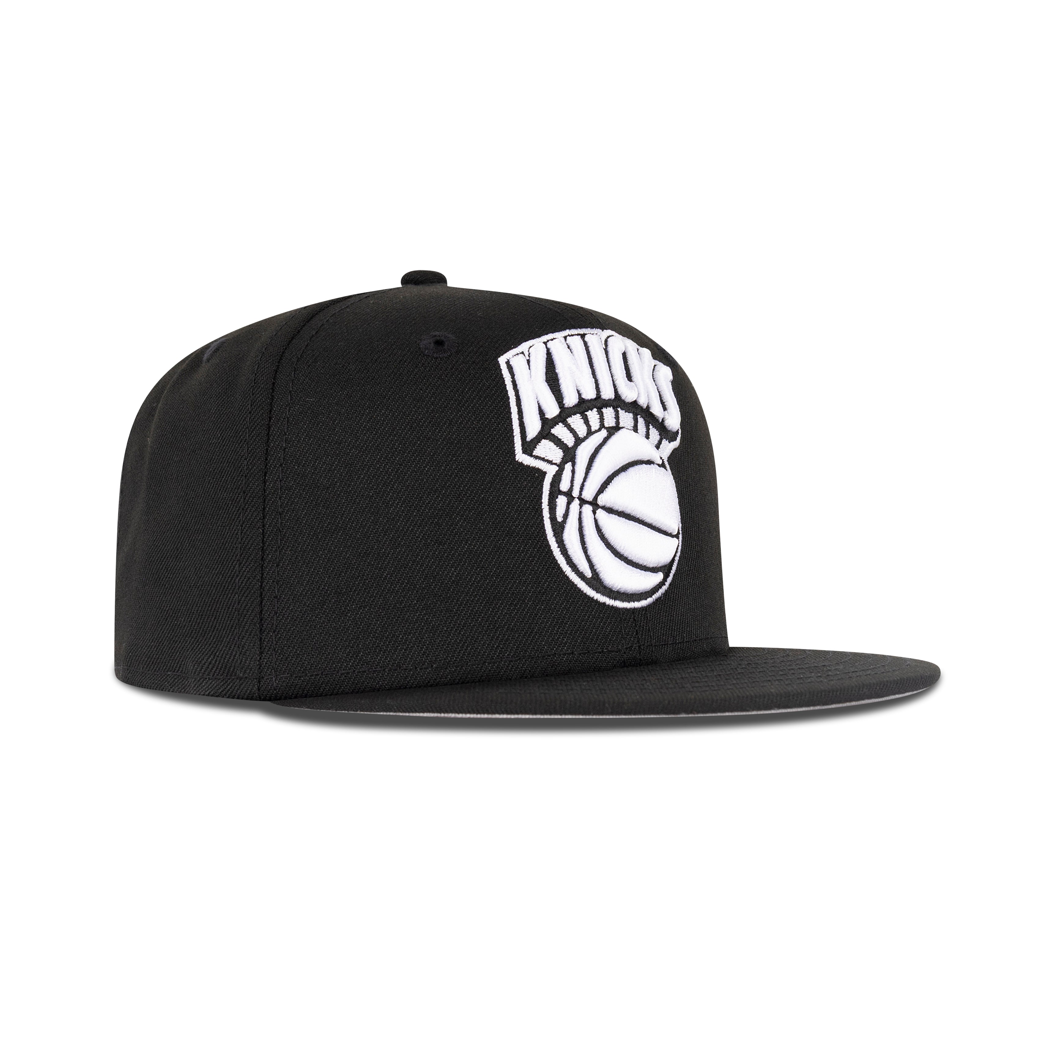New Era New York Knicks Basketball Logo Fitted Grey Bottom "Black White"