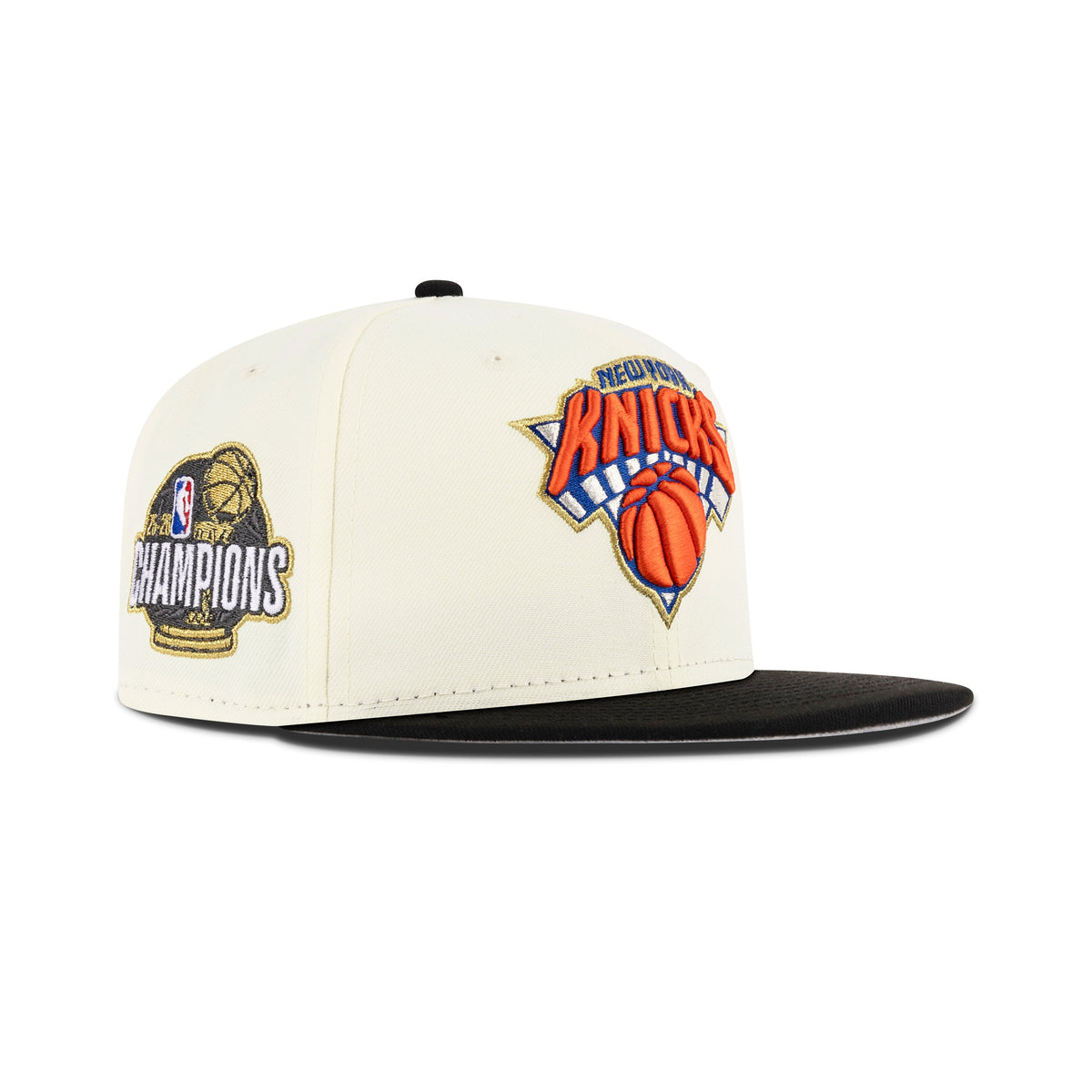 New Era New York Knicks Fitted Gray Bottom "Chrome Black Orange" (NBA 25-26 Champions Embroidery)