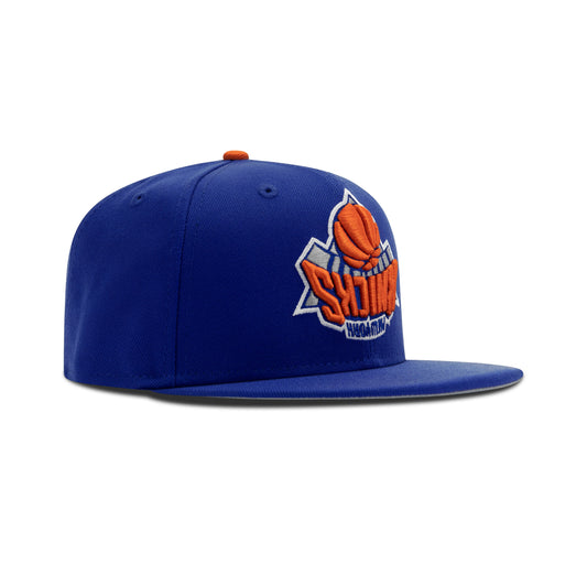 New Era New York Knicks Upside Down Logo Fitted Grey Bottom "Blue Orange"