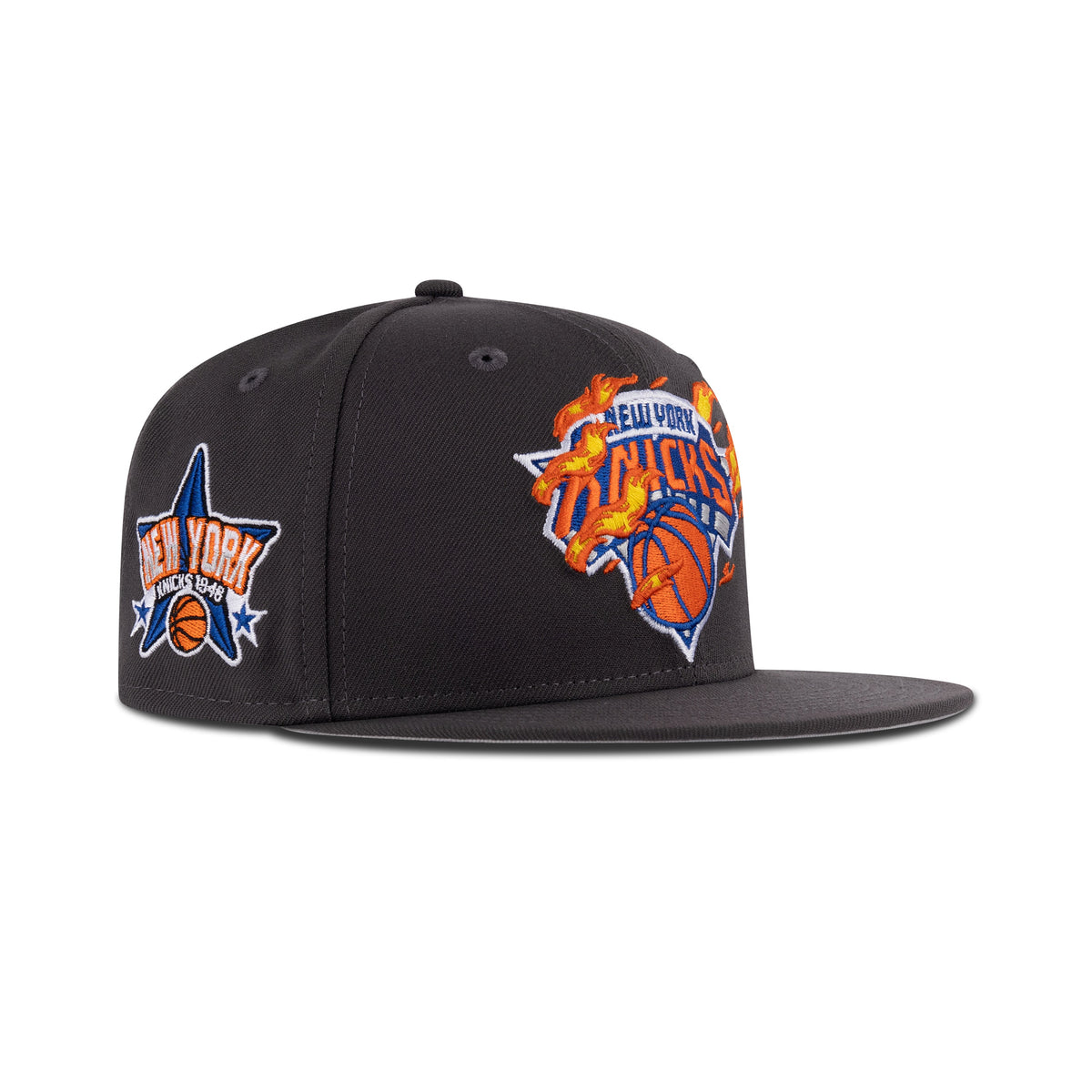 New Era New York Knicks Fitted Dark Graphite "FOREVER FIRE" (1946 Star Embroidery)