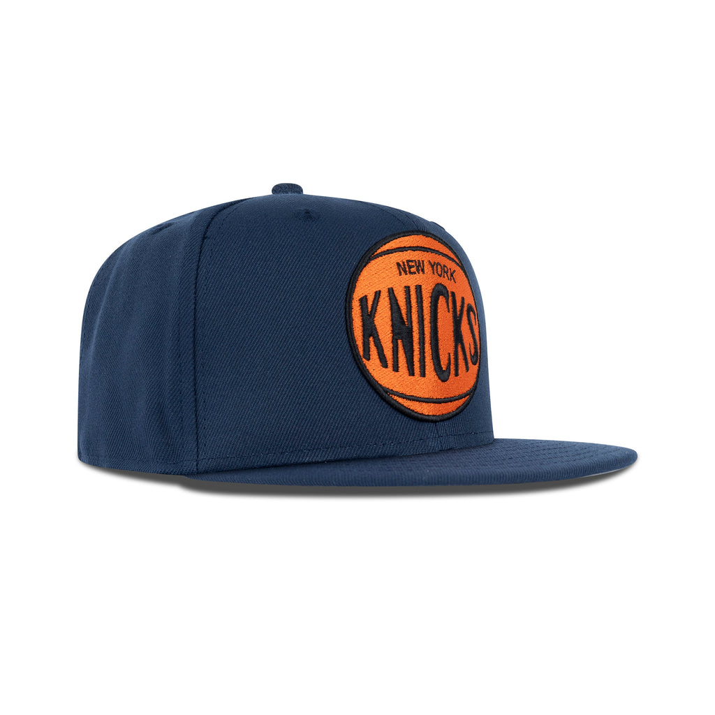 New Era New York Knicks Fitted Grey Bottom "Navy Orange" (NBA Logo Embroidery)