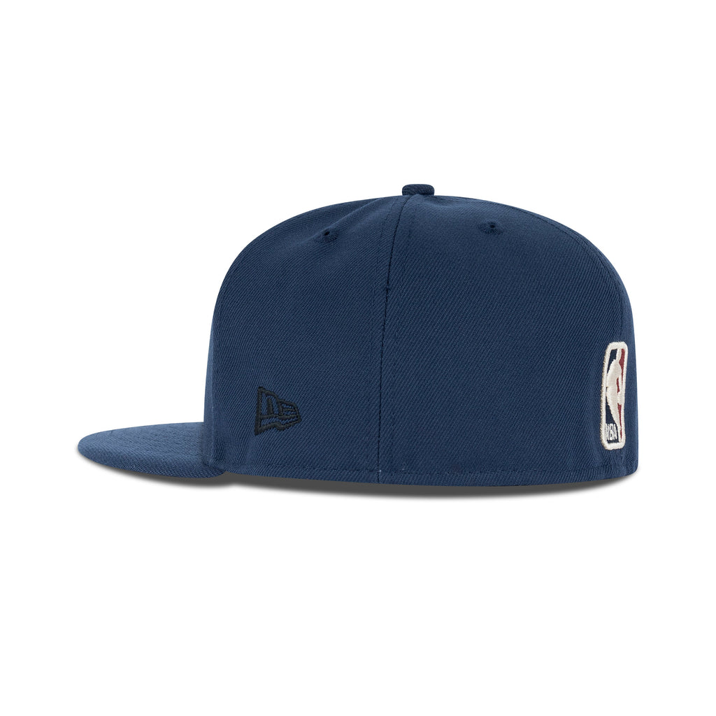 New Era New York Knicks Fitted Grey Bottom "Navy Orange" (NBA Logo Embroidery)