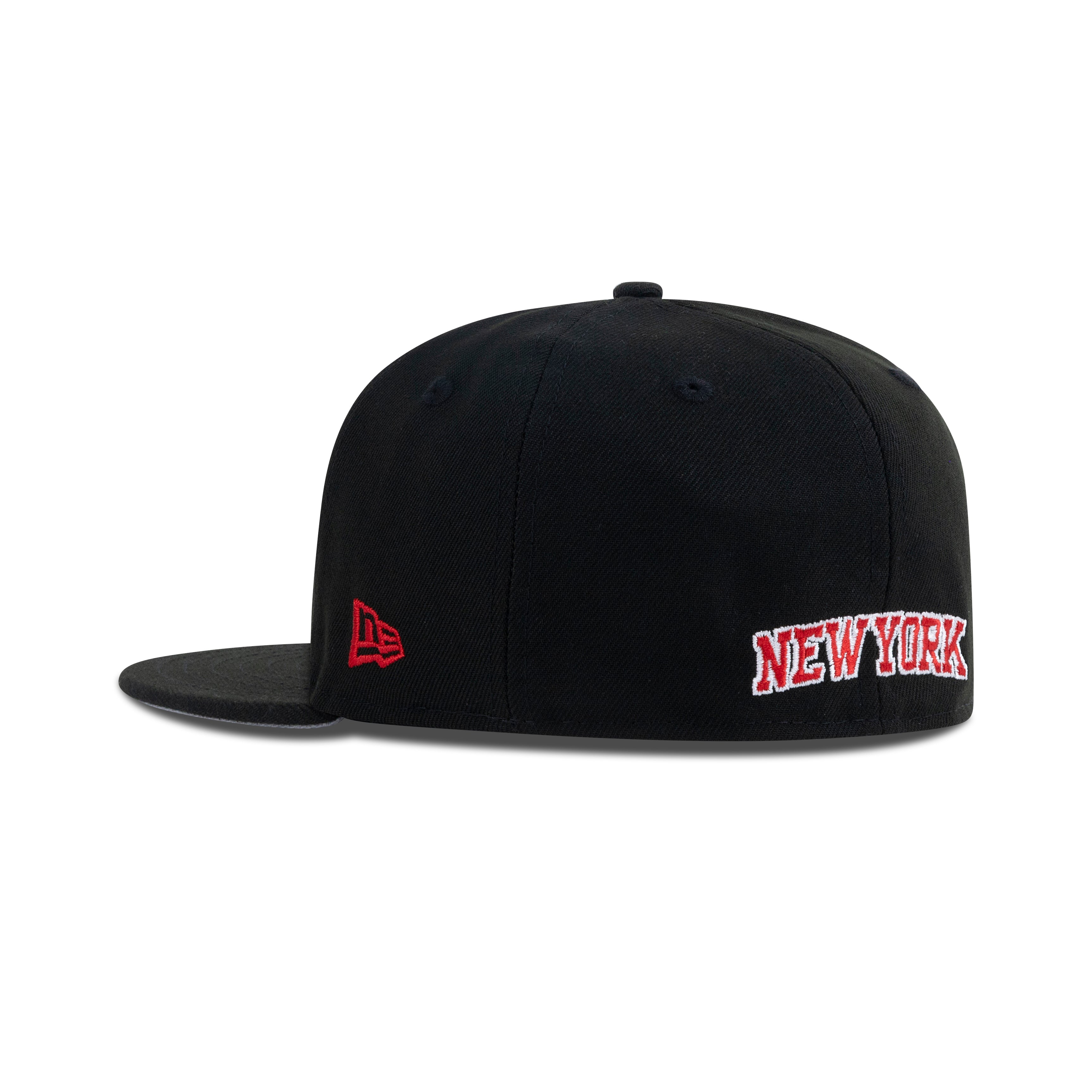 New Era New York Knicks Upside Down Logo Fitted Grey Bottom "Black Front Door Red White" (1946 Knicks Embroidery)