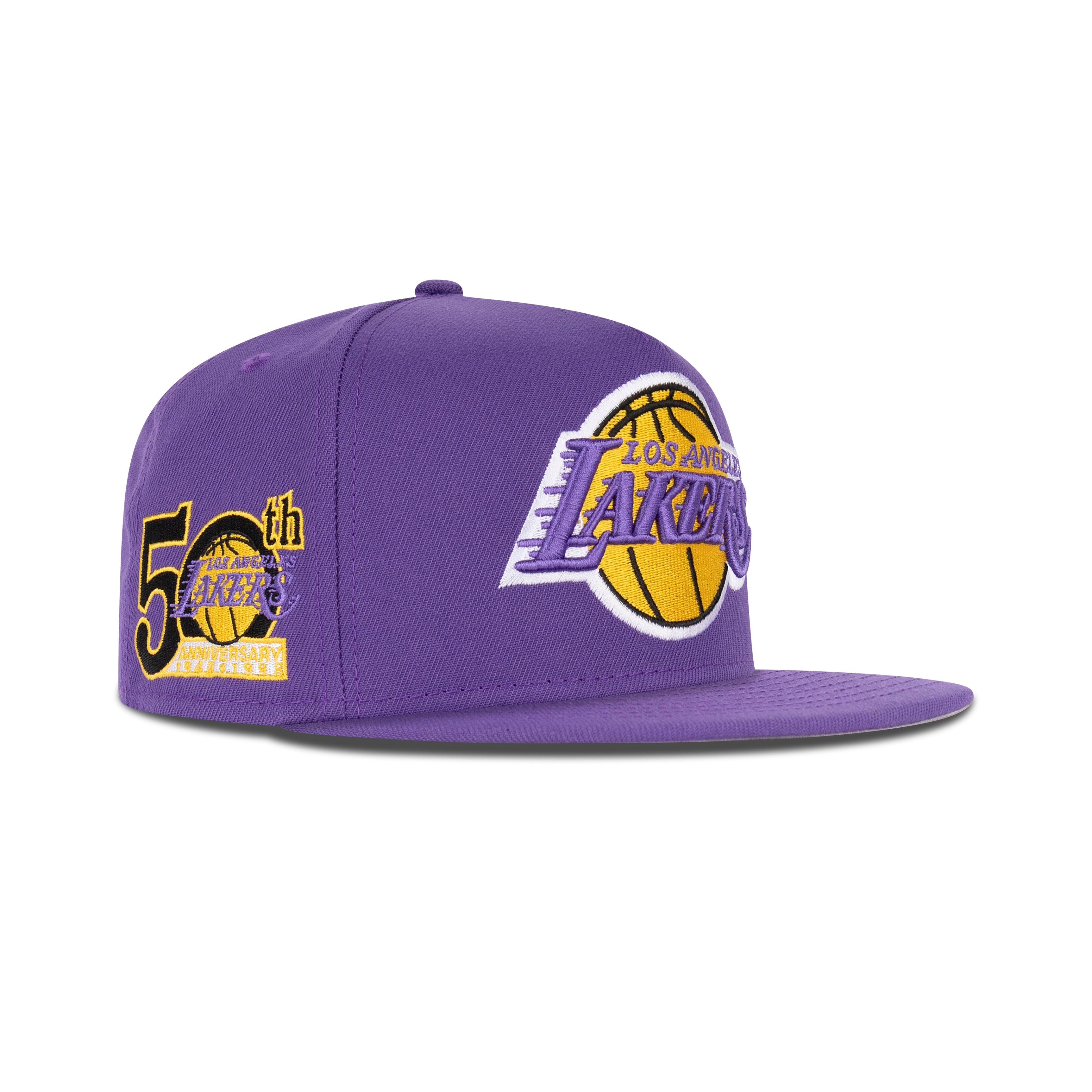 New Era Los Angeles Lakers A-Frame Snapback Grey Bottom "Purple Yellow" (50th Anniversary Embroidery)