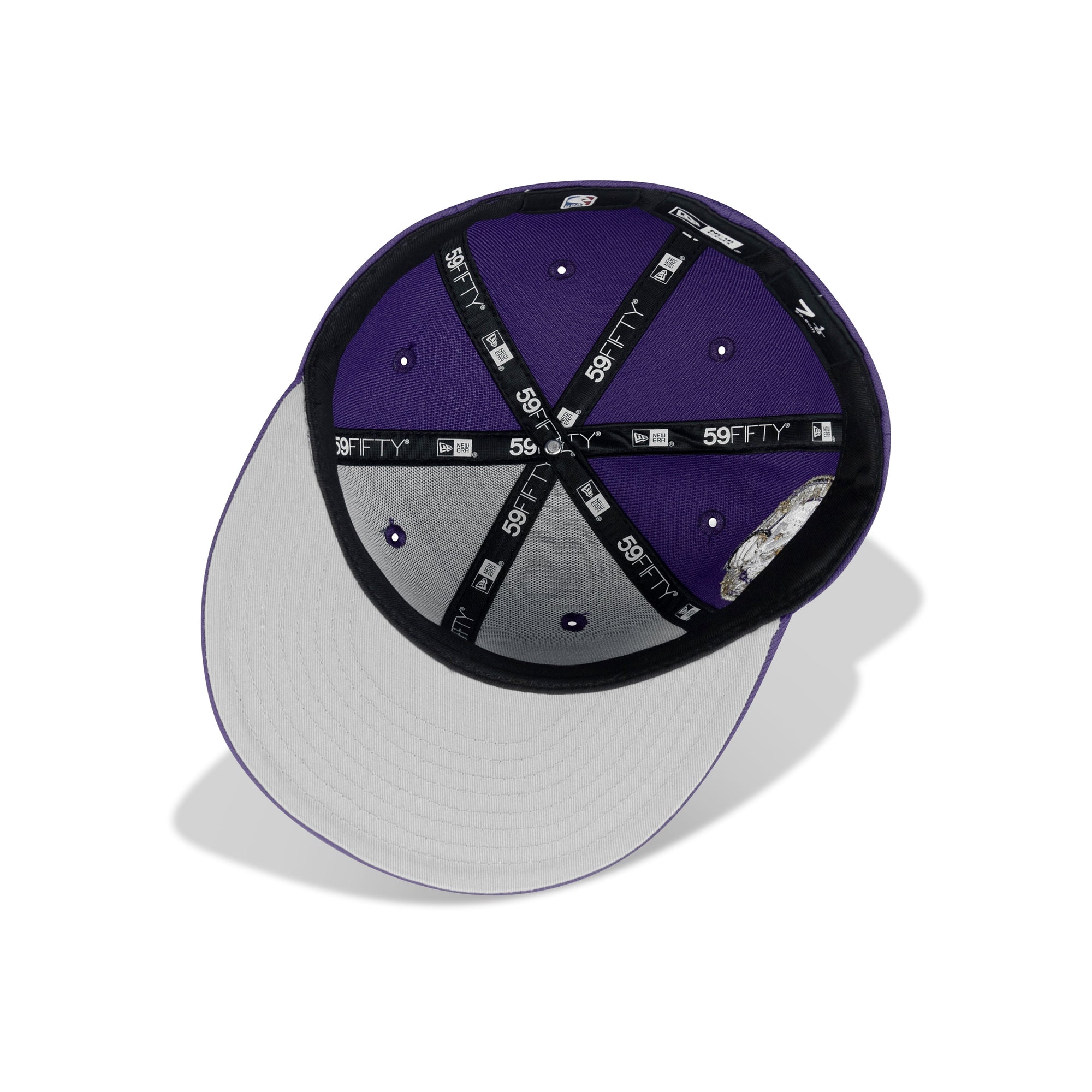 New Era Los Angeles Lakers Upside Down Fitted Grey Bottom "Purple Gold" (17X Champs Embroidery)
