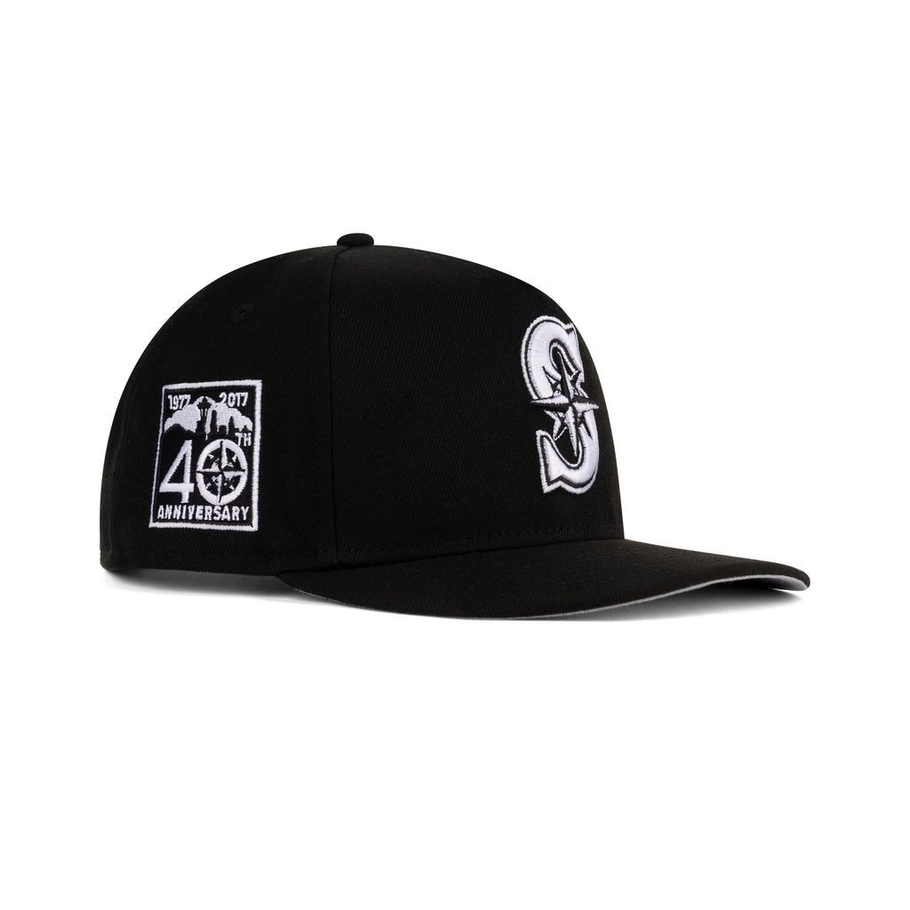 New Era Seattle Mariners A-Frame Snapback Gray Bottom "Black White" (40th Anniversary Patch Embroidery)