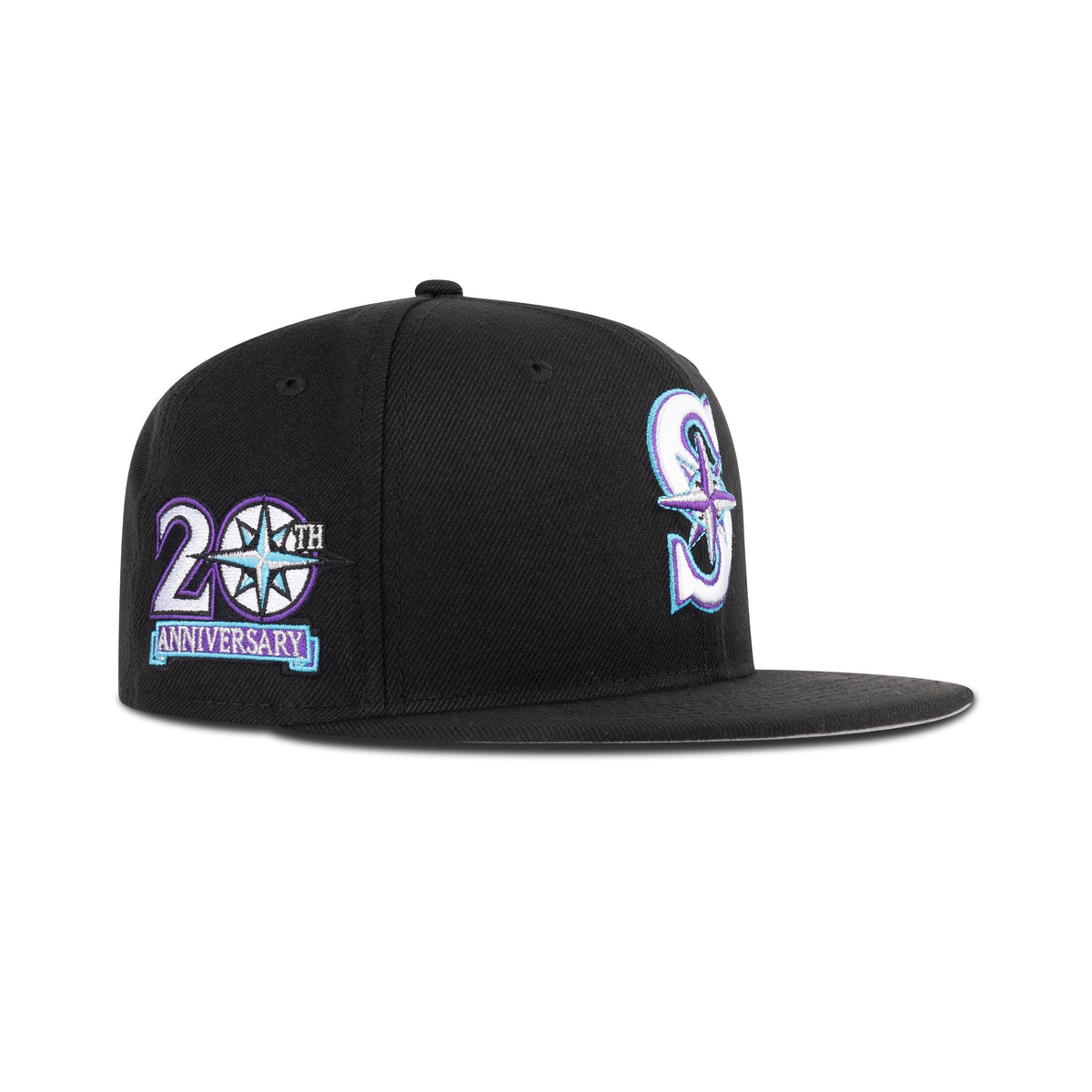 New Era Seattle Mariners Fitted Grey Bottom "Black Vice Blue Purple" (20th Anniversary Patch)