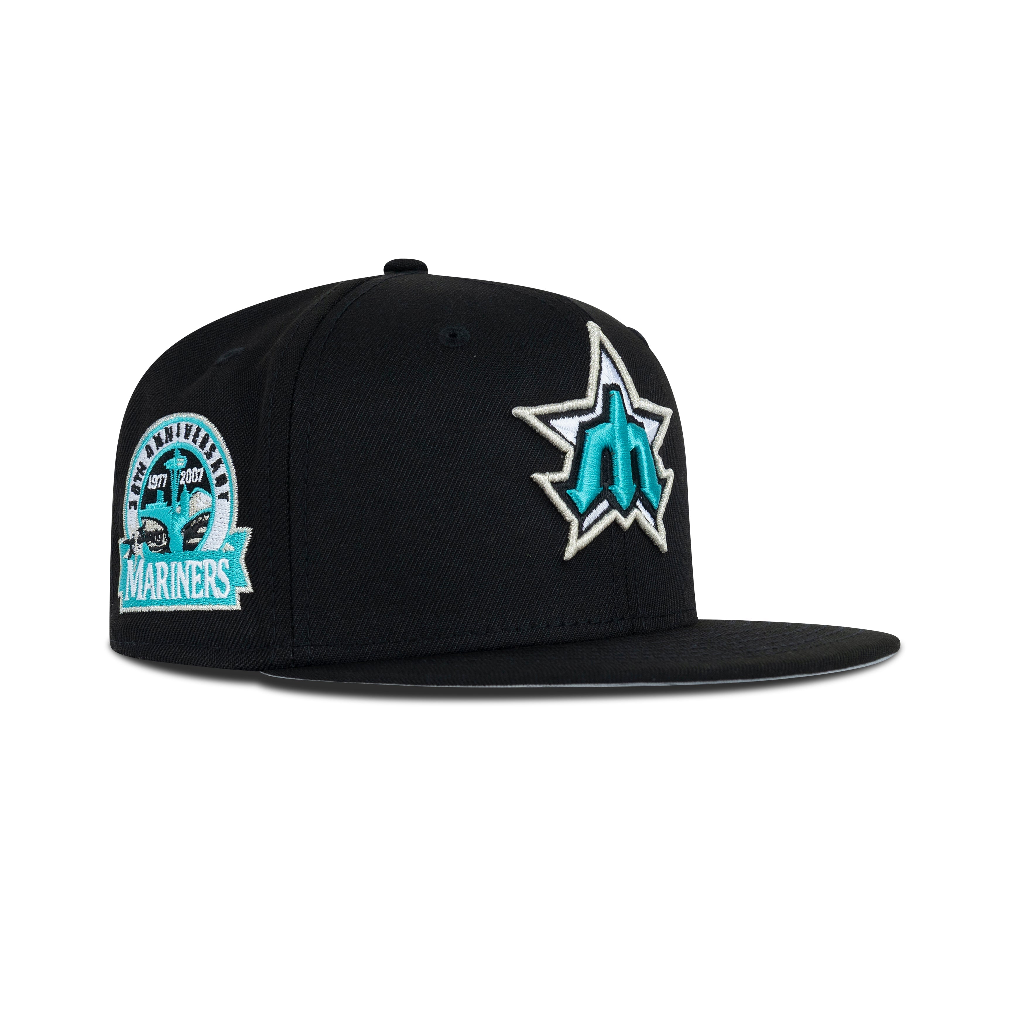 New Era Seattle Mariners Fitted Grey Bottom "Black Teal Silver" (1977-2007 30th Anniversary Embroidery)