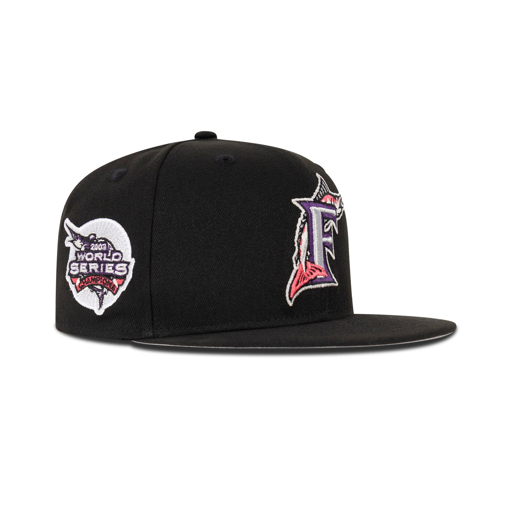 New Era Florida Marlins Fitted Grey Bottom "Black Aluminum Lava purple" (2003 World Series Champions Embroidery)