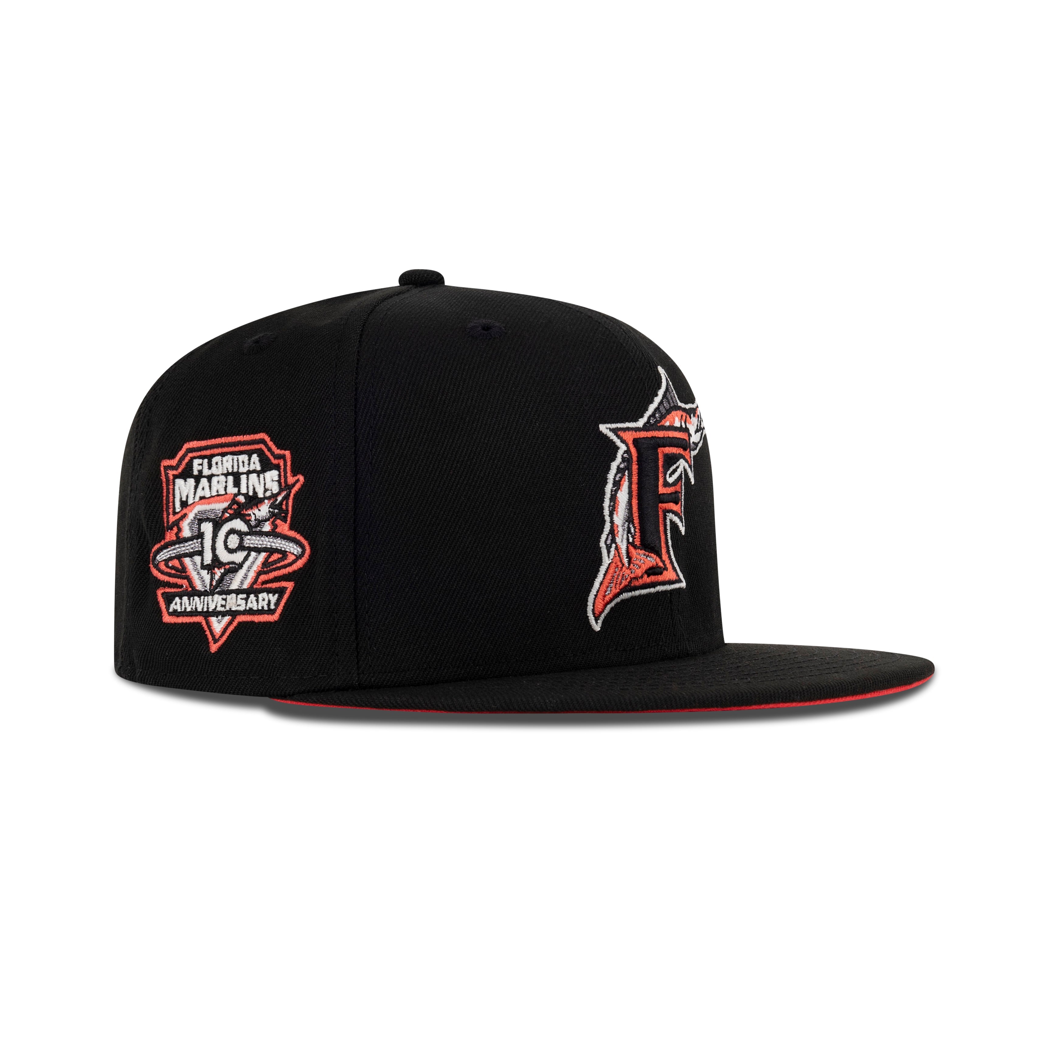 New Era Florida Marlins Fitted Lava Red Bottom "Black Lava Red" (10th Anniversary Embroidery)