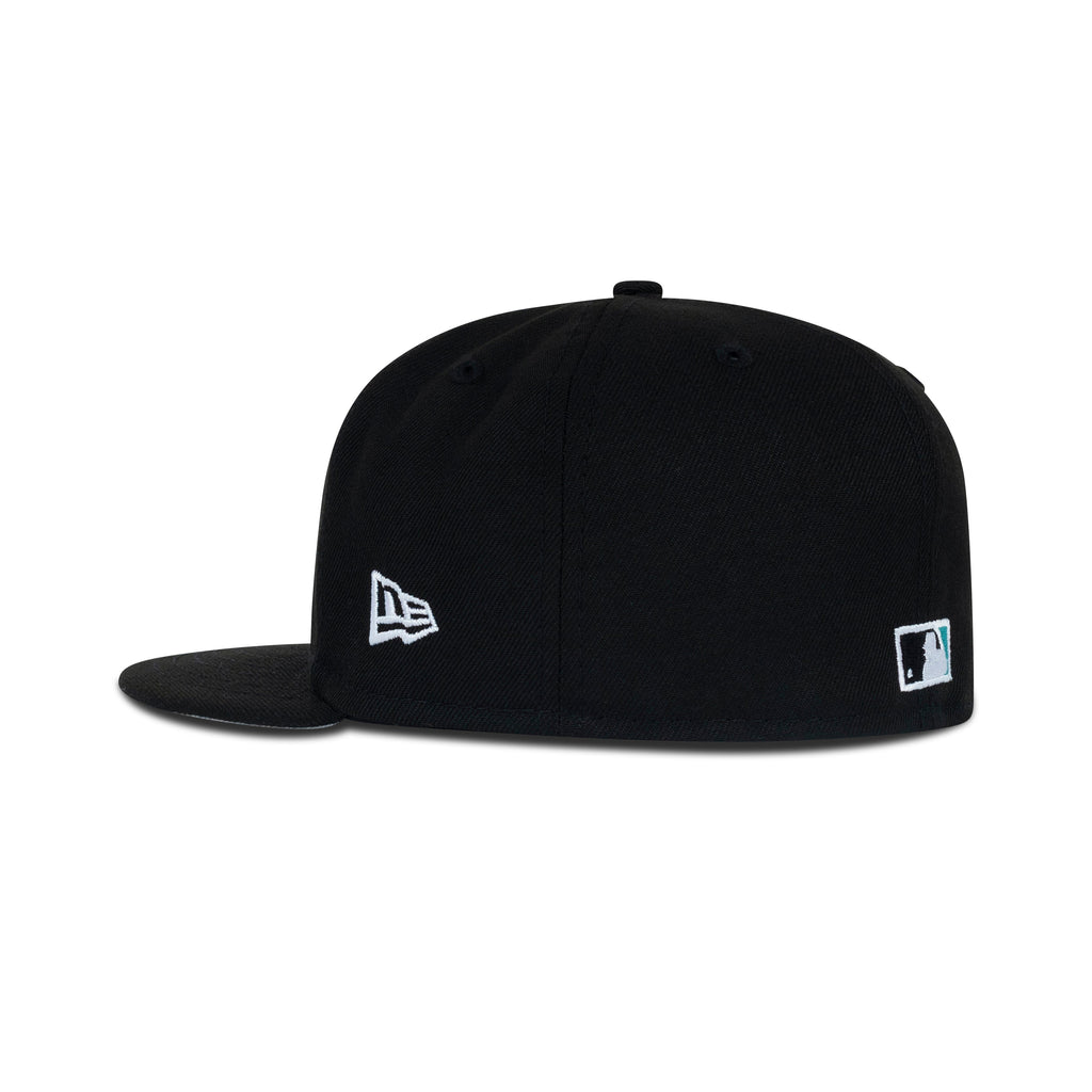 New Era Florida Marlins Upside Down Logo Fitted Grey Bottom "Black Teal" (25th Anniversary 1997 World Series Embroidery)