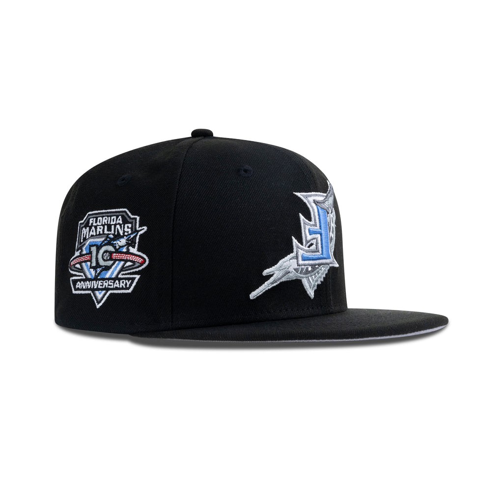 New Era Florida Marlins Upside Down Logo Fitted Grey Bottom "Black Magic Blue White" (10th Anniversary Embroidery)