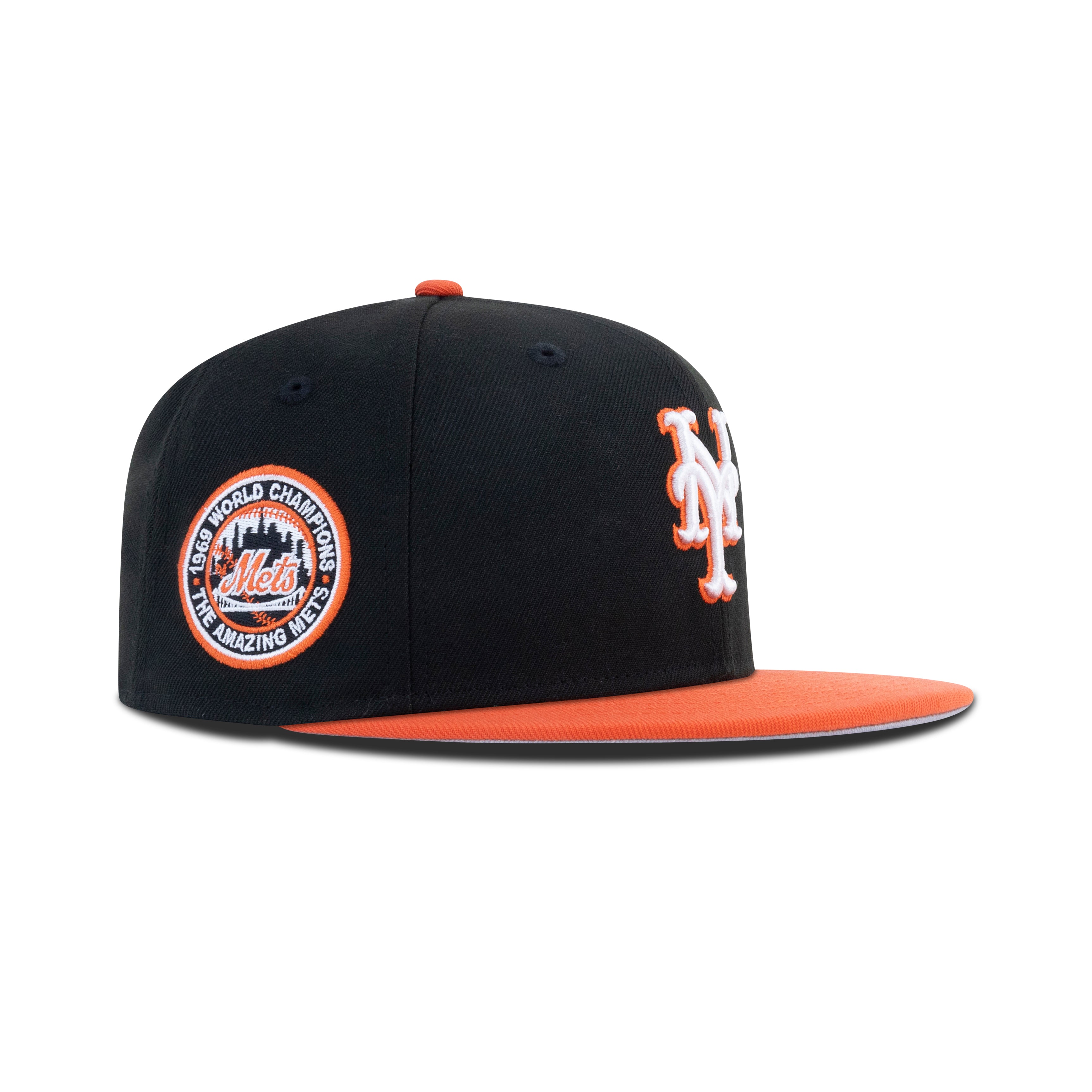 New Era New York Mets Fitted Gray Bottom "Black Orange White"(1969 World Champions Embroidery)