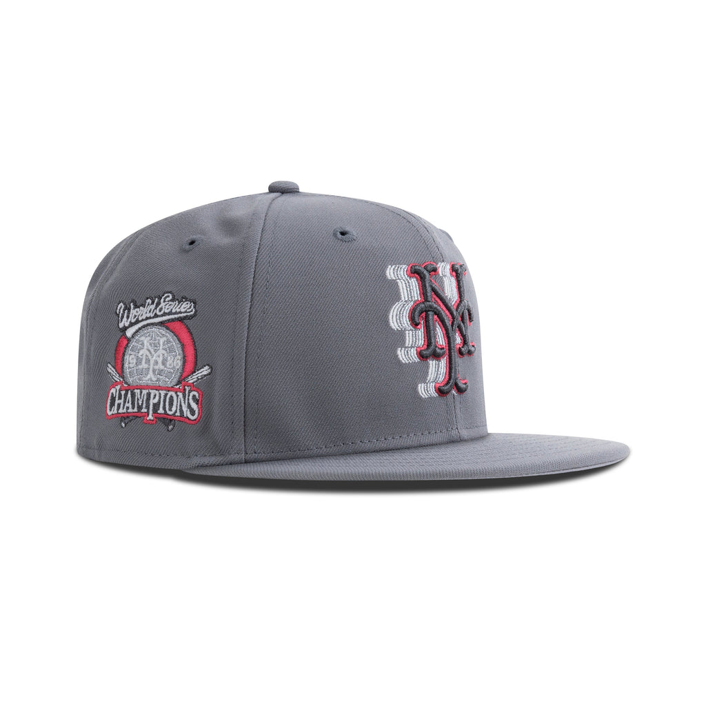 New Era New York Mets Fitted Gray Bottom "Storm Gray Metallic Black Pearl GS Red" (1986 World Series Champions Embroidery)