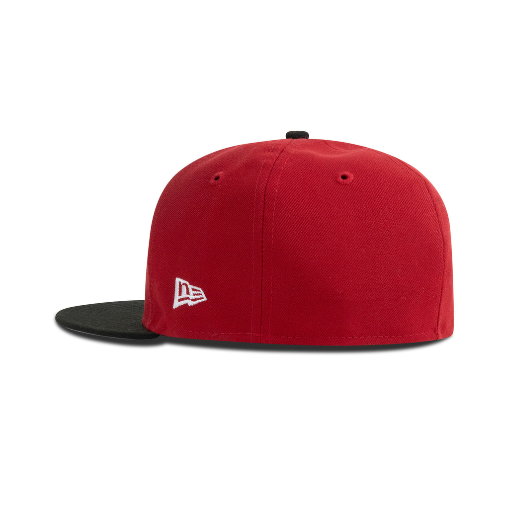 New Era Anaheim Mighty Ducks Fitted Grey Bottom "Scarlet Black White" (30th Anniversary Embroidery)