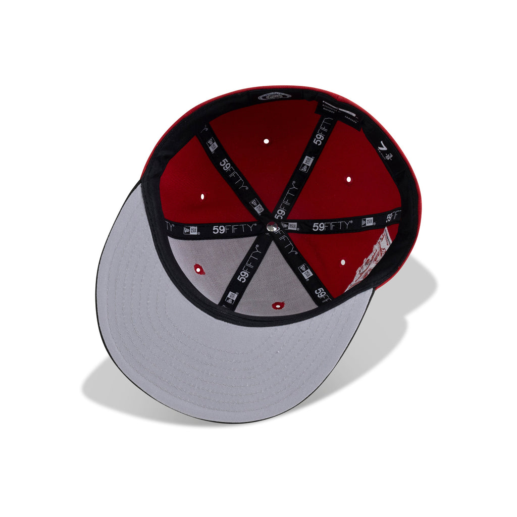 New Era Anaheim Mighty Ducks Fitted Grey Bottom "Scarlet Black White" (30th Anniversary Embroidery)