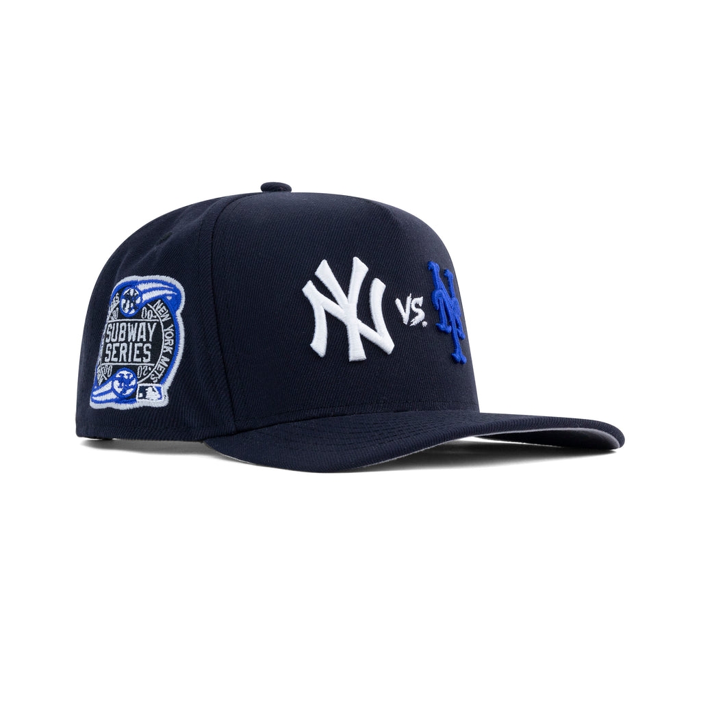 New Era NYY Vs. NYM A-Frame Snapback Grey Bottom "Navy White Royal" (2000 Subway Series Embroidery)