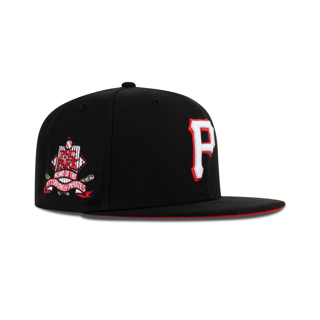 New Era Pittsburgh Pirates Fitted Front Door Red Bottom "Black Front Door Red White" (PNC Park Stadium Embroidery)