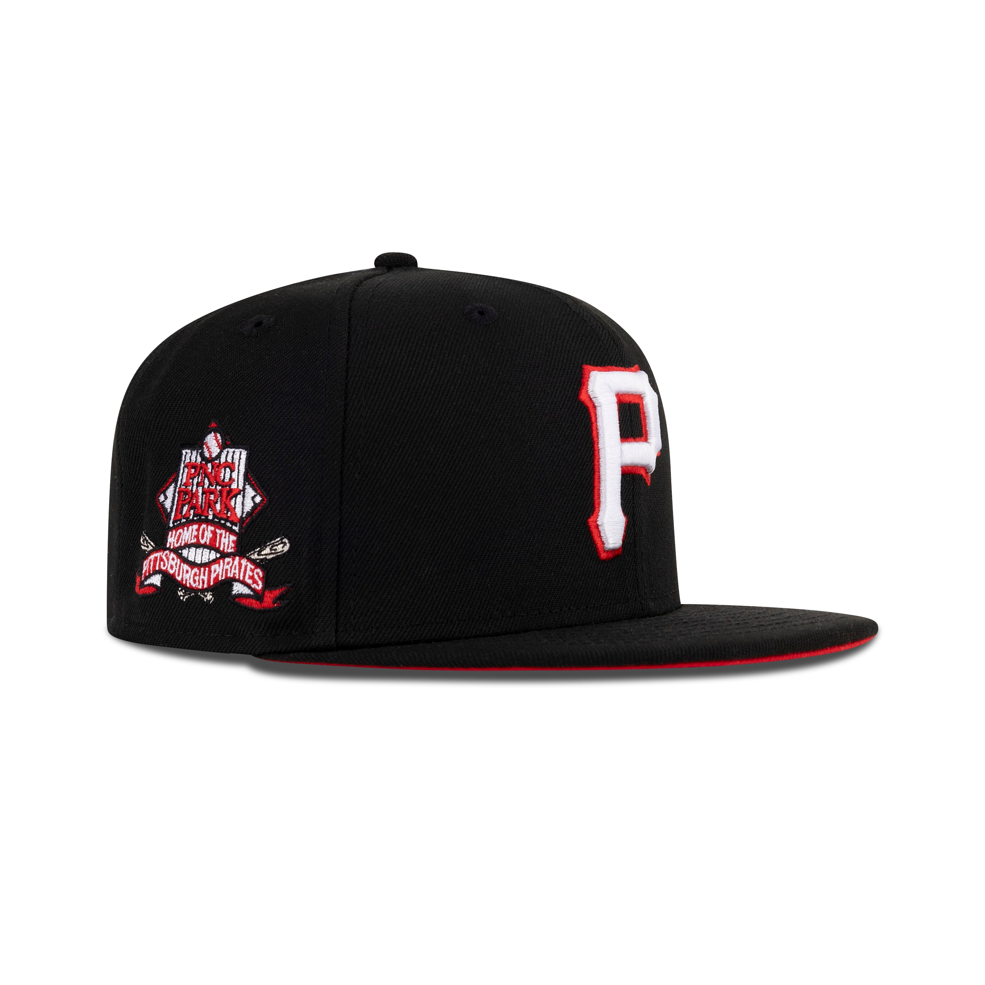 New Era Pittsburgh Pirates Fitted Front Door Red Bottom "Black Front Door Red White" (PNC Park Stadium Embroidery)