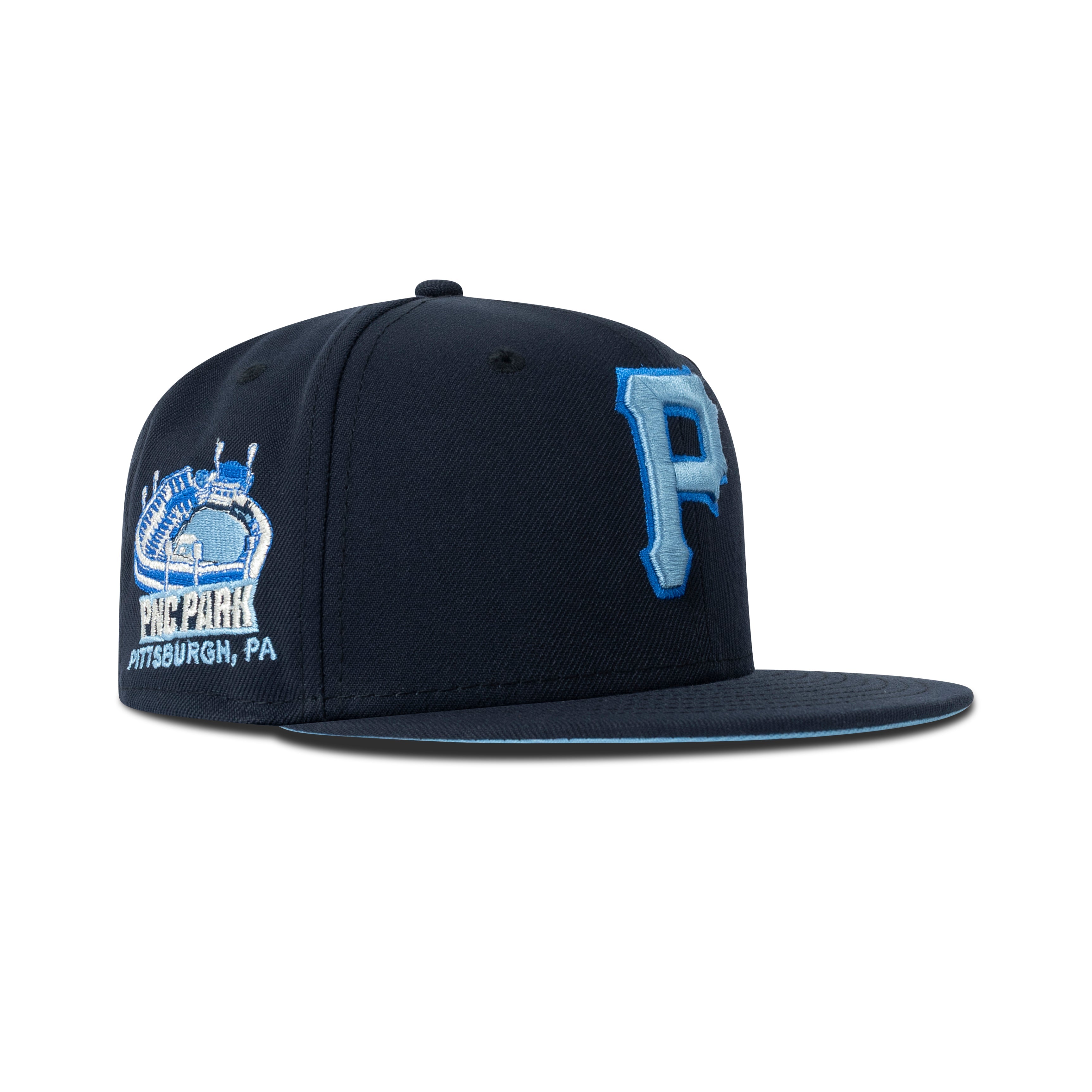 New Era Pittsburgh Pirates Fitted Sky Bottom "Navy Sky" (PNC Park Stadium Embroidery)