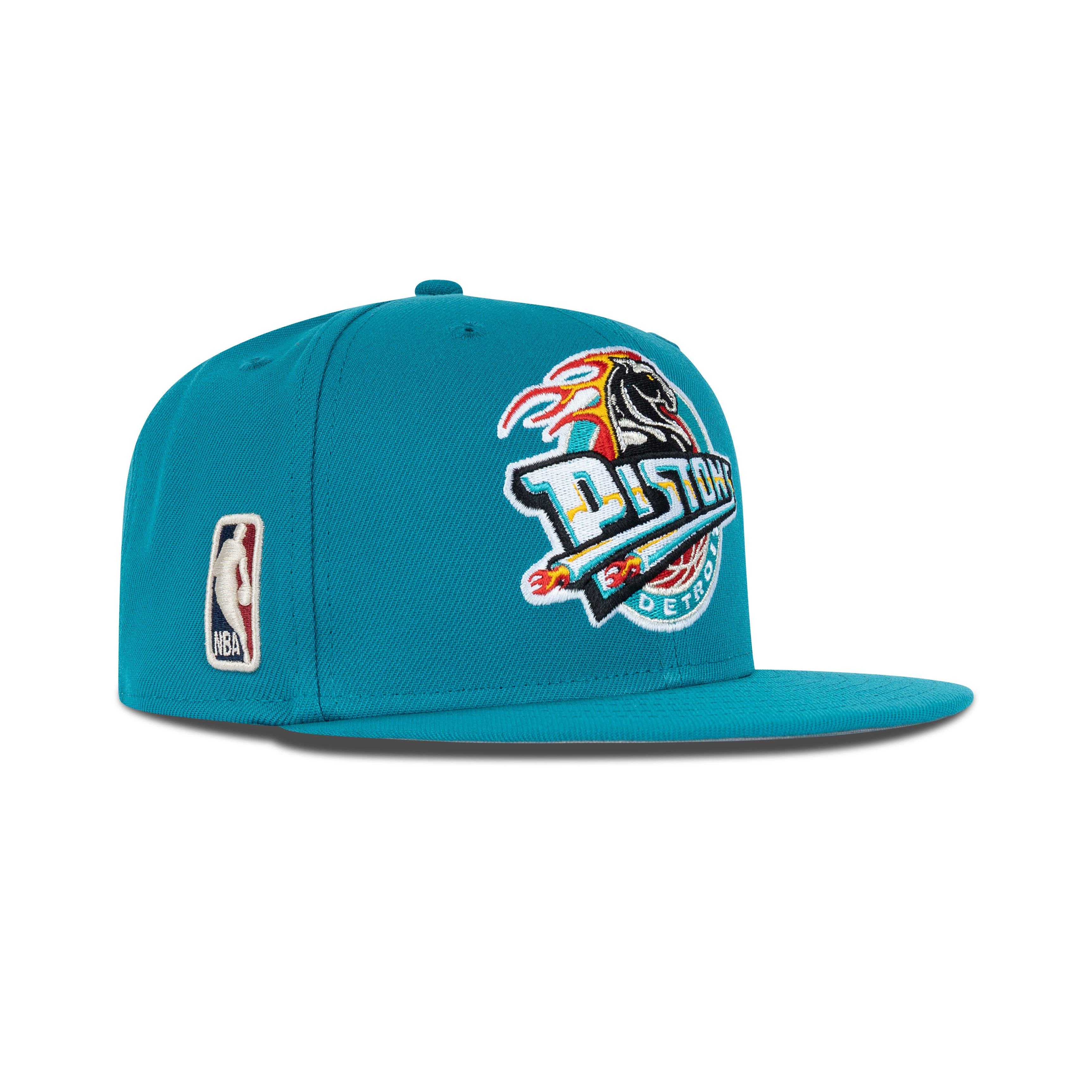 New Era Detroit Pistons Snapback Grey Bottom "Teal Red Silver" (NBA Logo Embroidery)