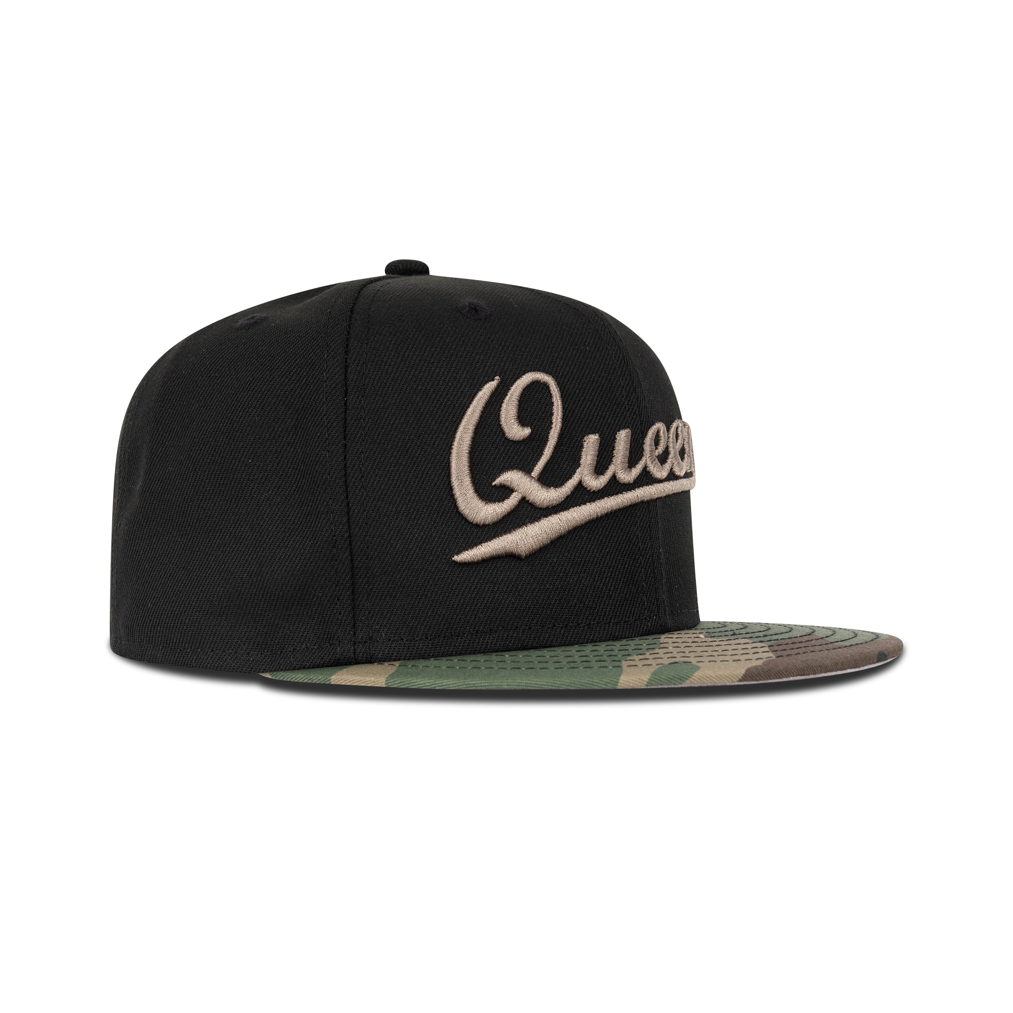 New Era Queens NY Fitted Grey Bottom "Black Woodland Camo"