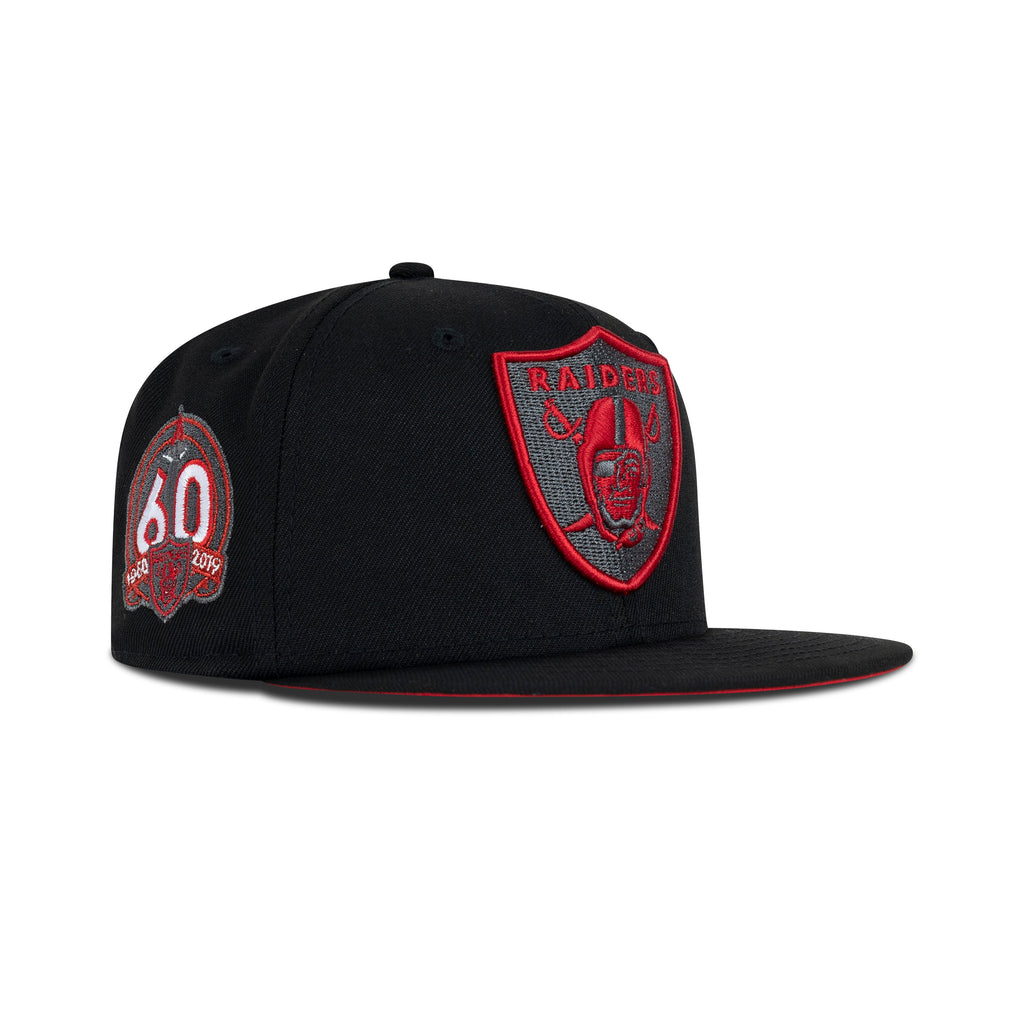 New Era Oakland Raiders Fitted Red Bottom "Black Red" (1960-2019 60th Anniversary Embroidery)