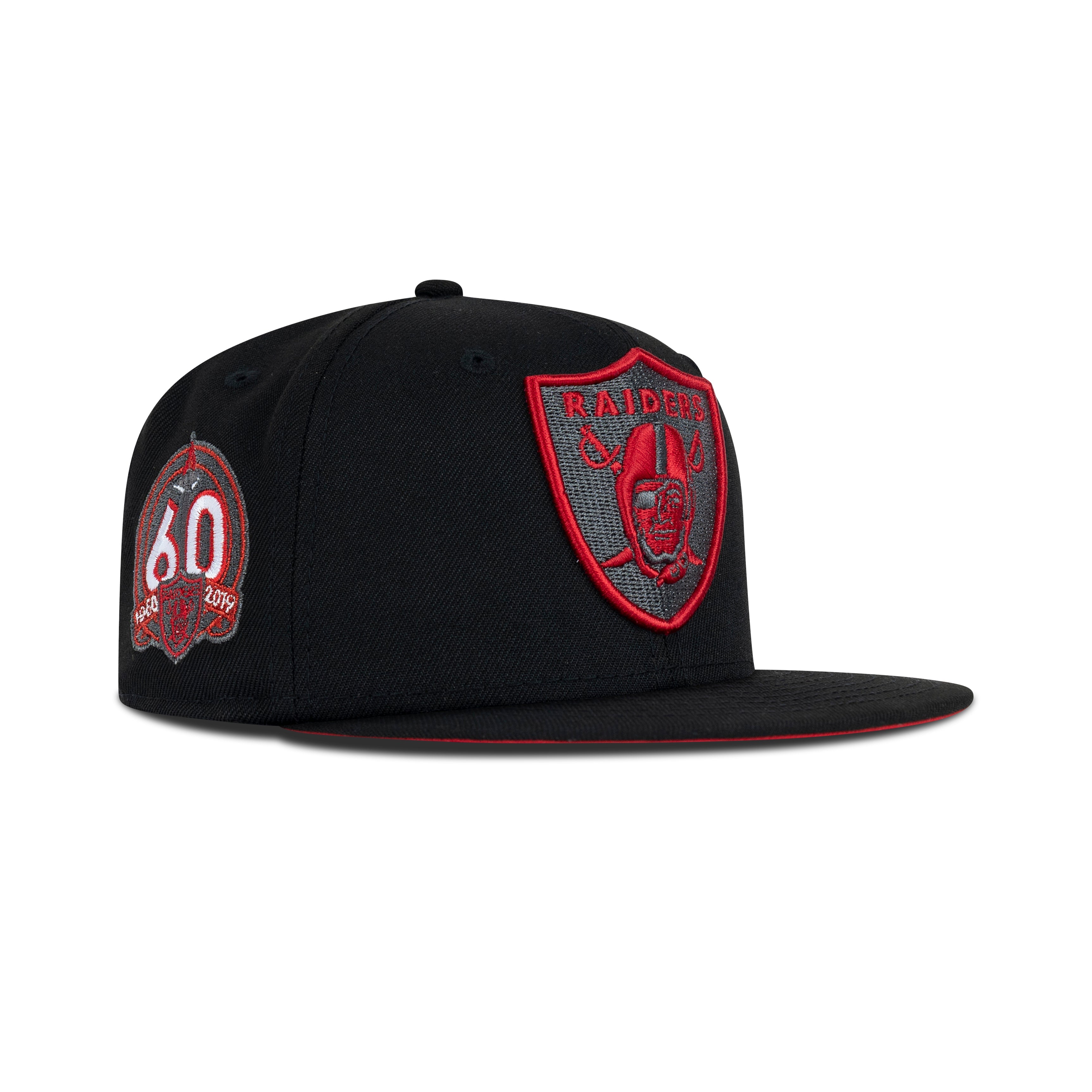 New Era Oakland Raiders Fitted Red Bottom "Black Red" (1960-2019 60th Anniversary Embroidery)