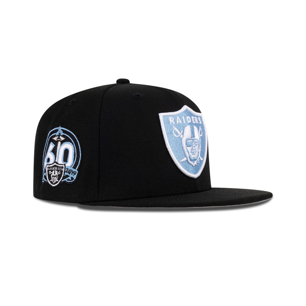 New Era Oakland Raiders Fitted Sky Bottom "Black Sky" (1960-2019 60th Anniversary Embroidery)