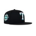 New Era Texas Rangers Fitted Grey Bottom "Black White Teal" (Texas Rangers Baseball Club Embroidery)
