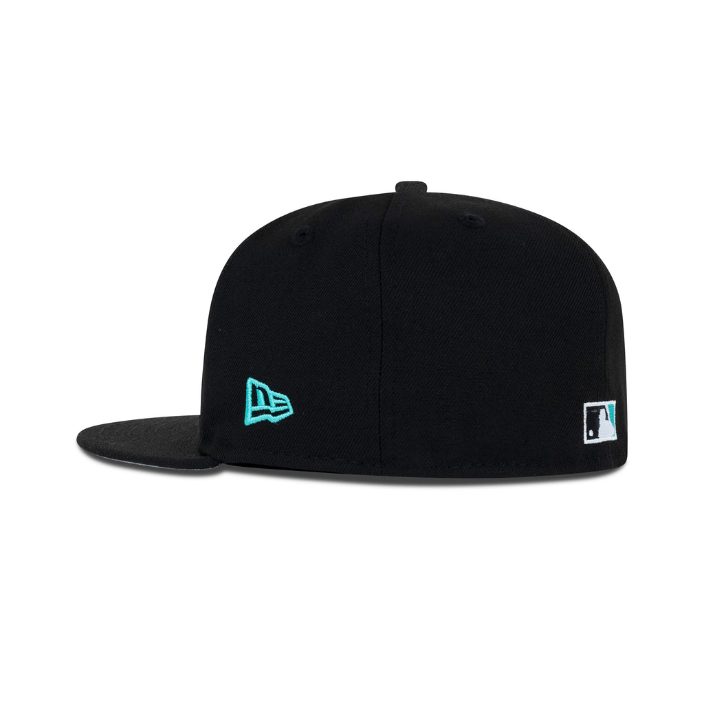 New Era Texas Rangers Fitted Grey Bottom "Black White Teal" (Texas Rangers Baseball Club Embroidery)