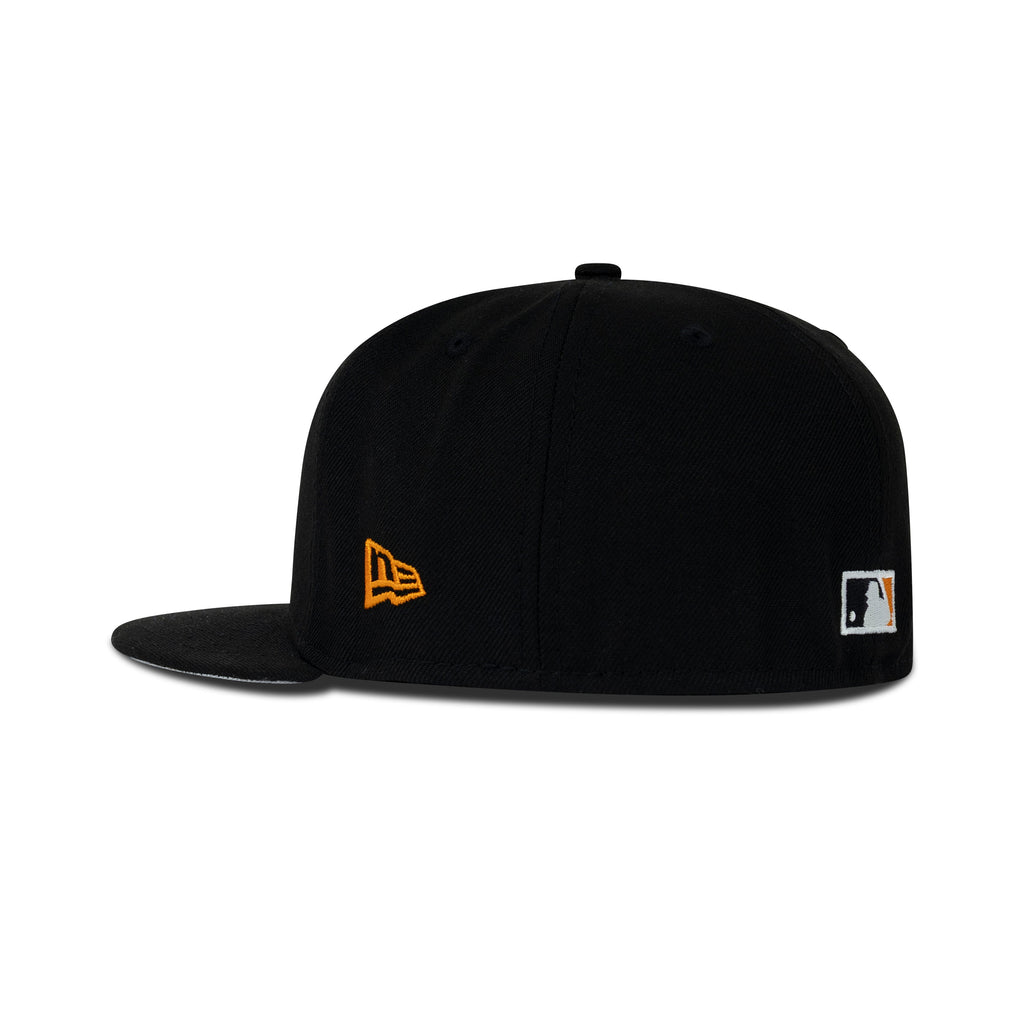 New Era Texas Rangers Upside Down Logo Fitted Grey Bottom "Black Orange" (40th Anniversary Embroidery)