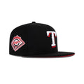New Era Texas Rangers Fitted Front Door Red Bottom "Black Front Door Red White" (1993 American League Embroidery)