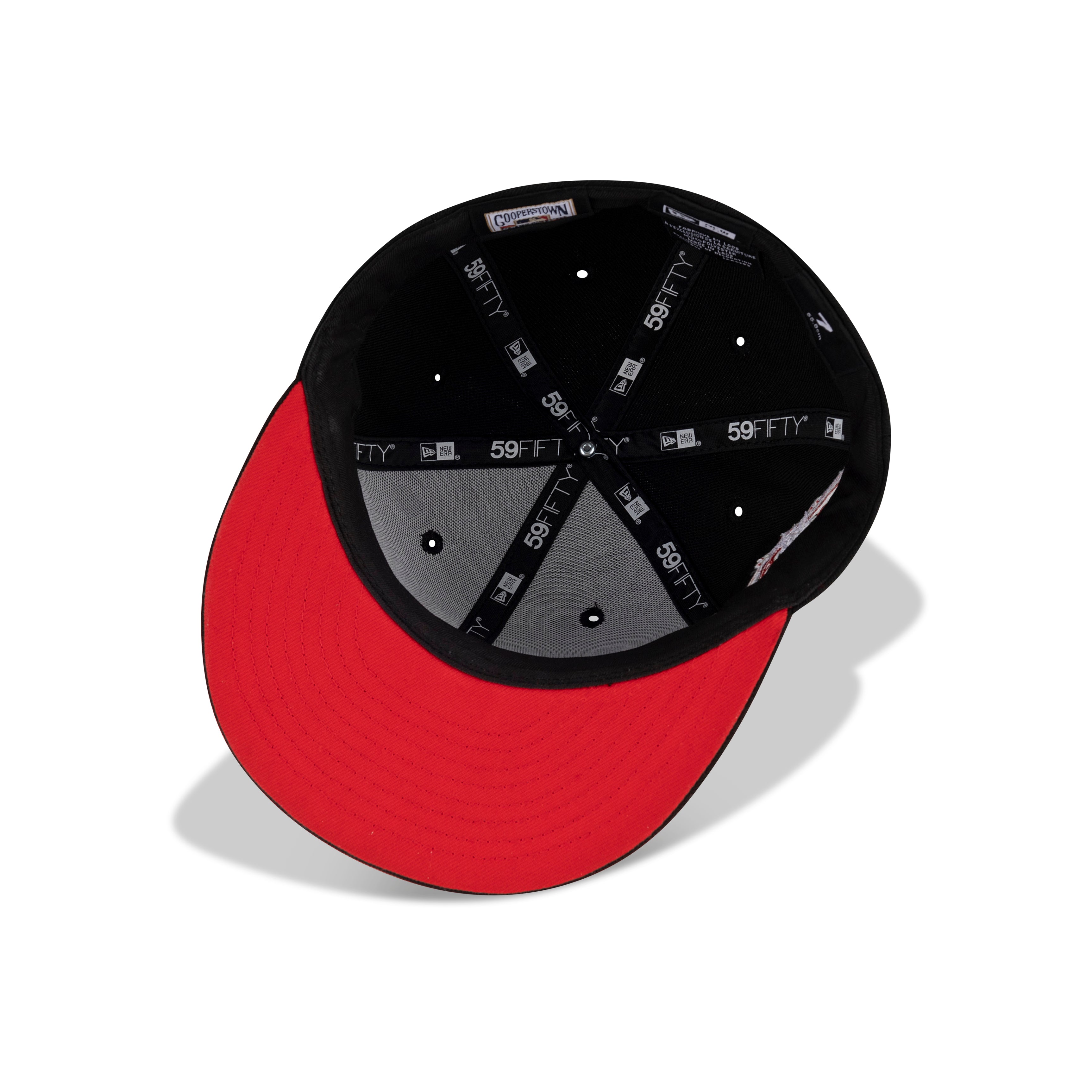 New Era Texas Rangers Fitted Front Door Red Bottom "Black Front Door Red White" (1993 American League Embroidery)