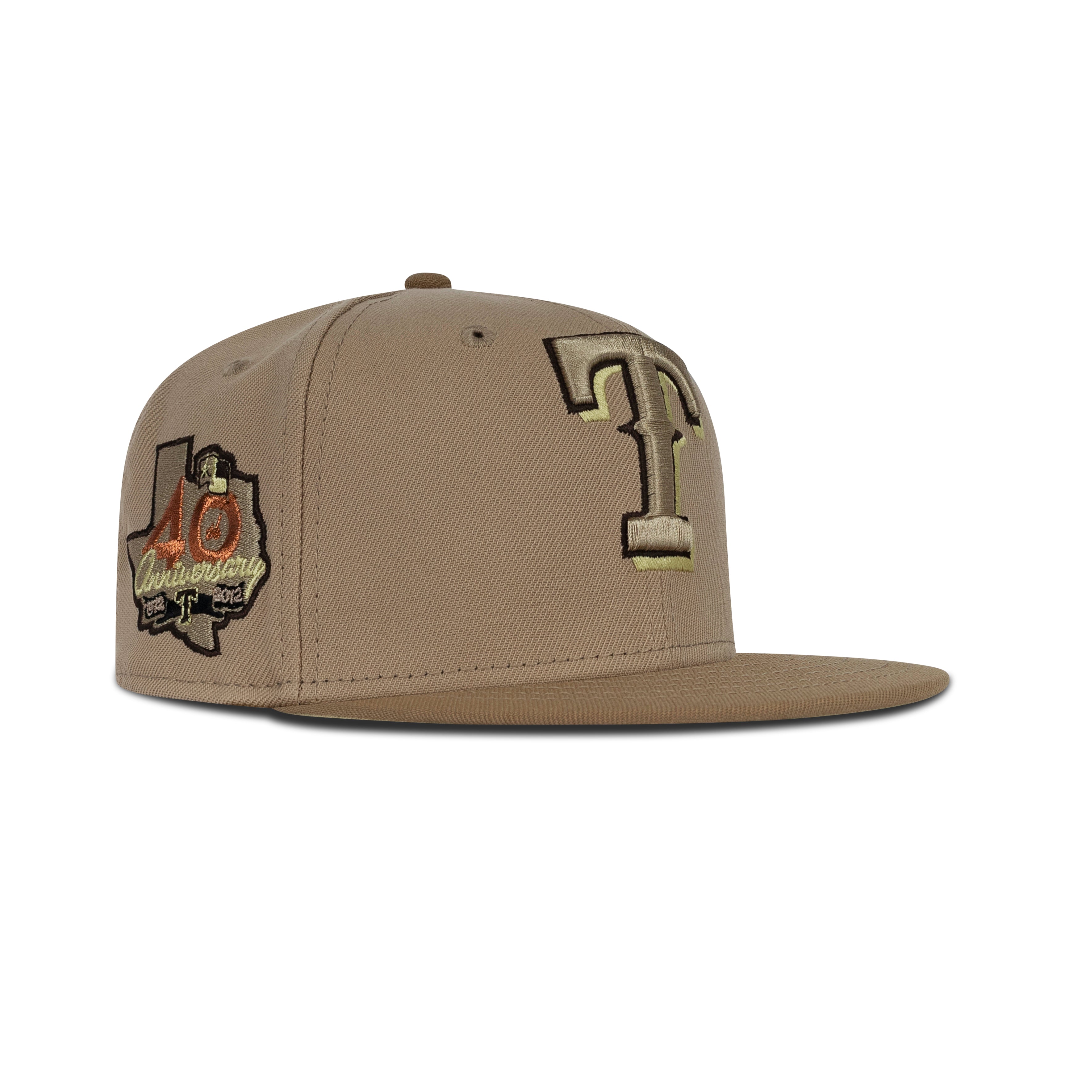 New Era Texas Rangers Fitted Tan Bottom "Camel Khaki" (1972-2012 40th Anniversary Embroidery)