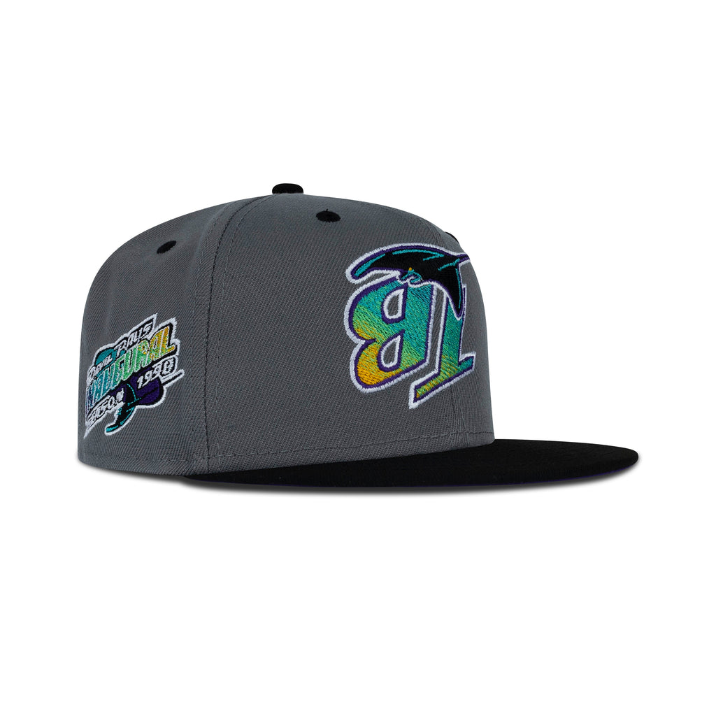 New Era Tampa Bay Rays Upside Down Logo Fitted Purple Bottom "Storm Grey Black Purple" (1998 Inaugural Season Embroidery)