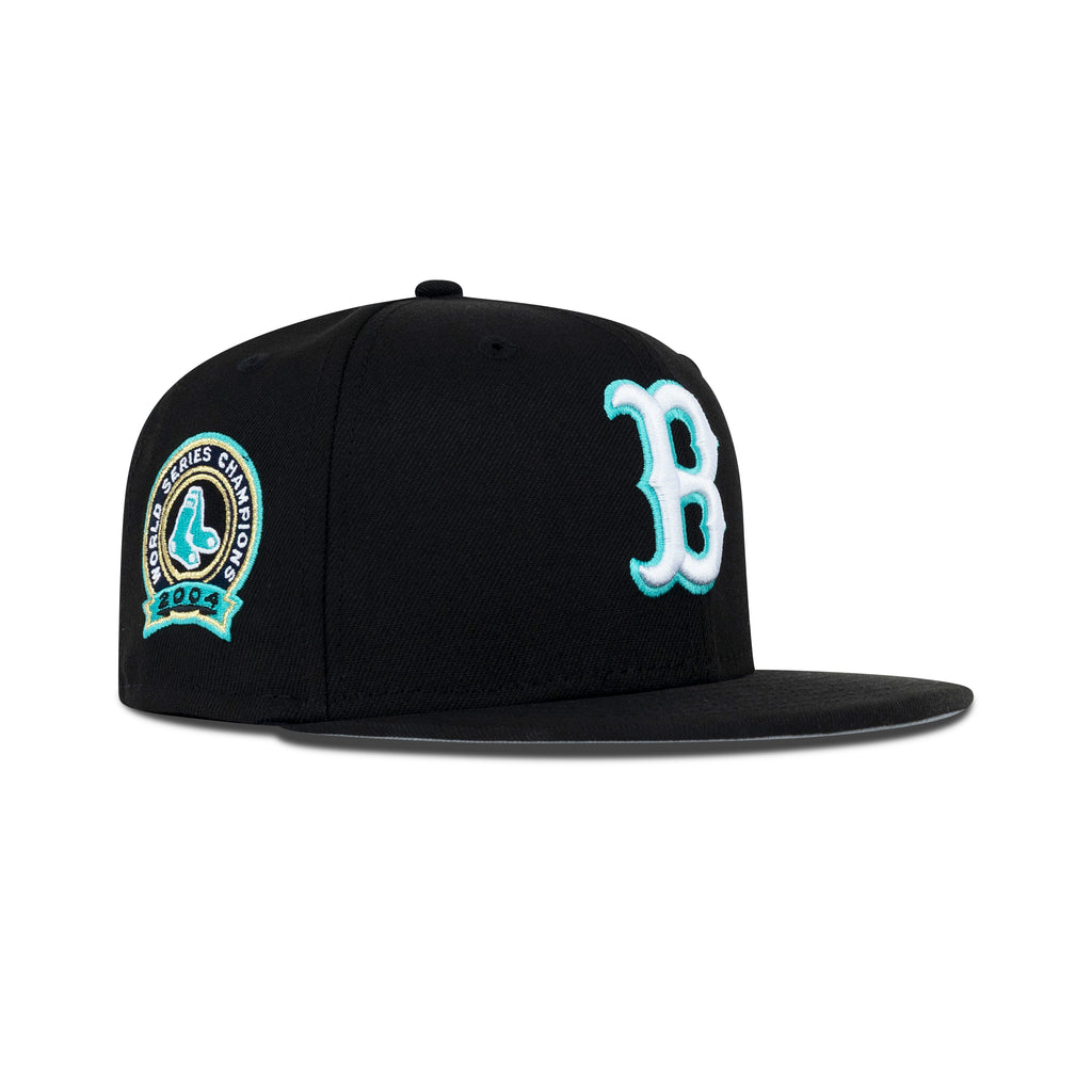 New Era Boston Red Sox Fitted Grey Bottom "Black White Teal" (2004 World Series Champions Embroidery)