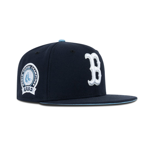 New Era Boston Red Sox Fitted Sky Bottom "Navy White Silver" (2004 World Series Embroidery)
