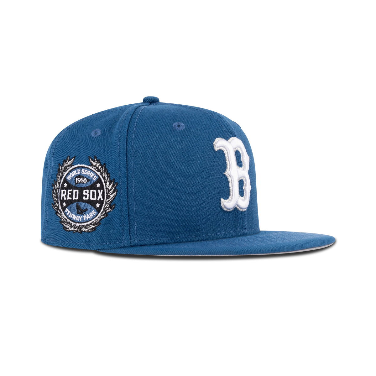 New Era Boston Red Sox Fitted Grey Bottom "Seashore Blue White Metallic Aluminum" (World Series 1918 Patch)