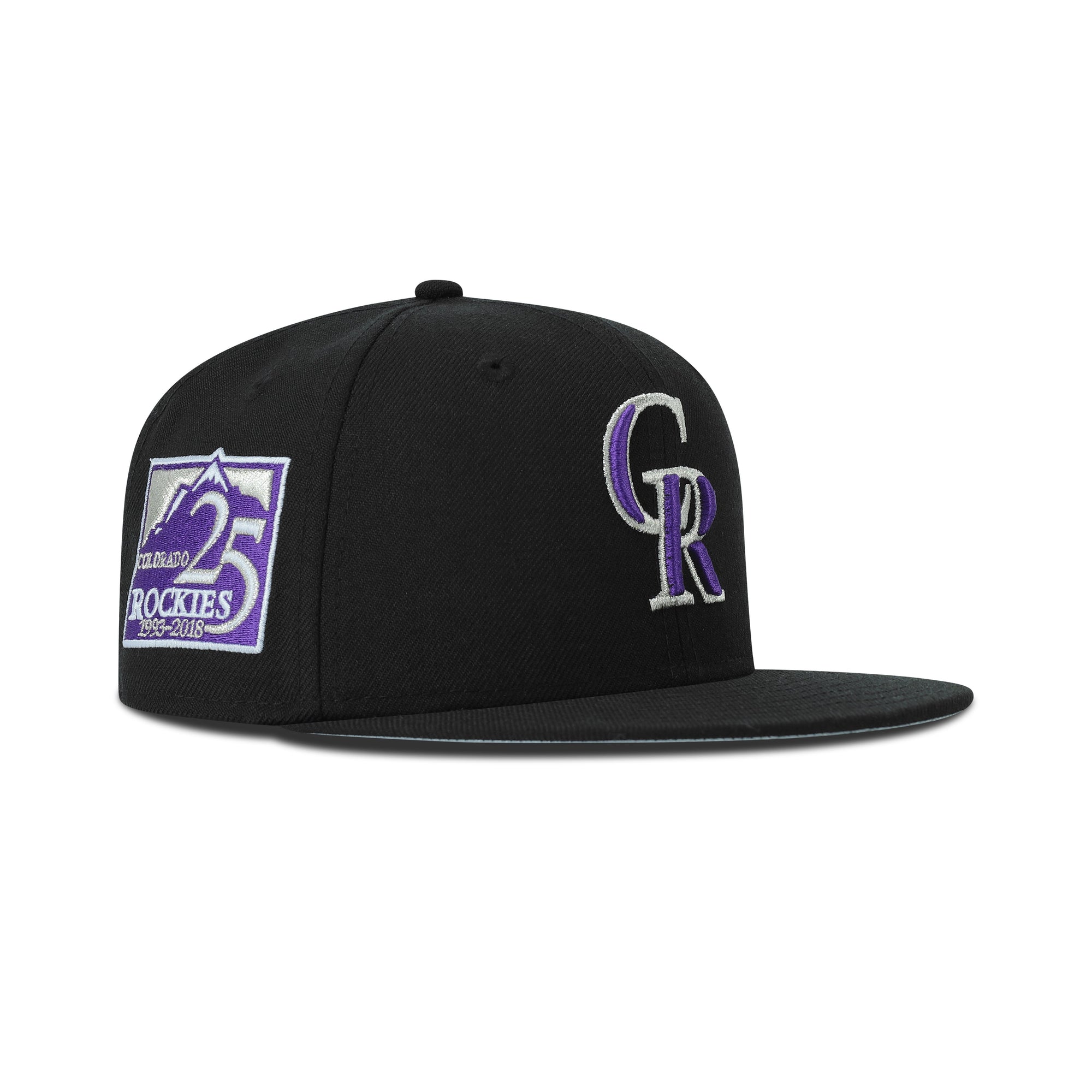 New Era Colorado Rockies Fitted Silver Bottom "Black Purple" (25th 1993-2008 Patch Embroidery)