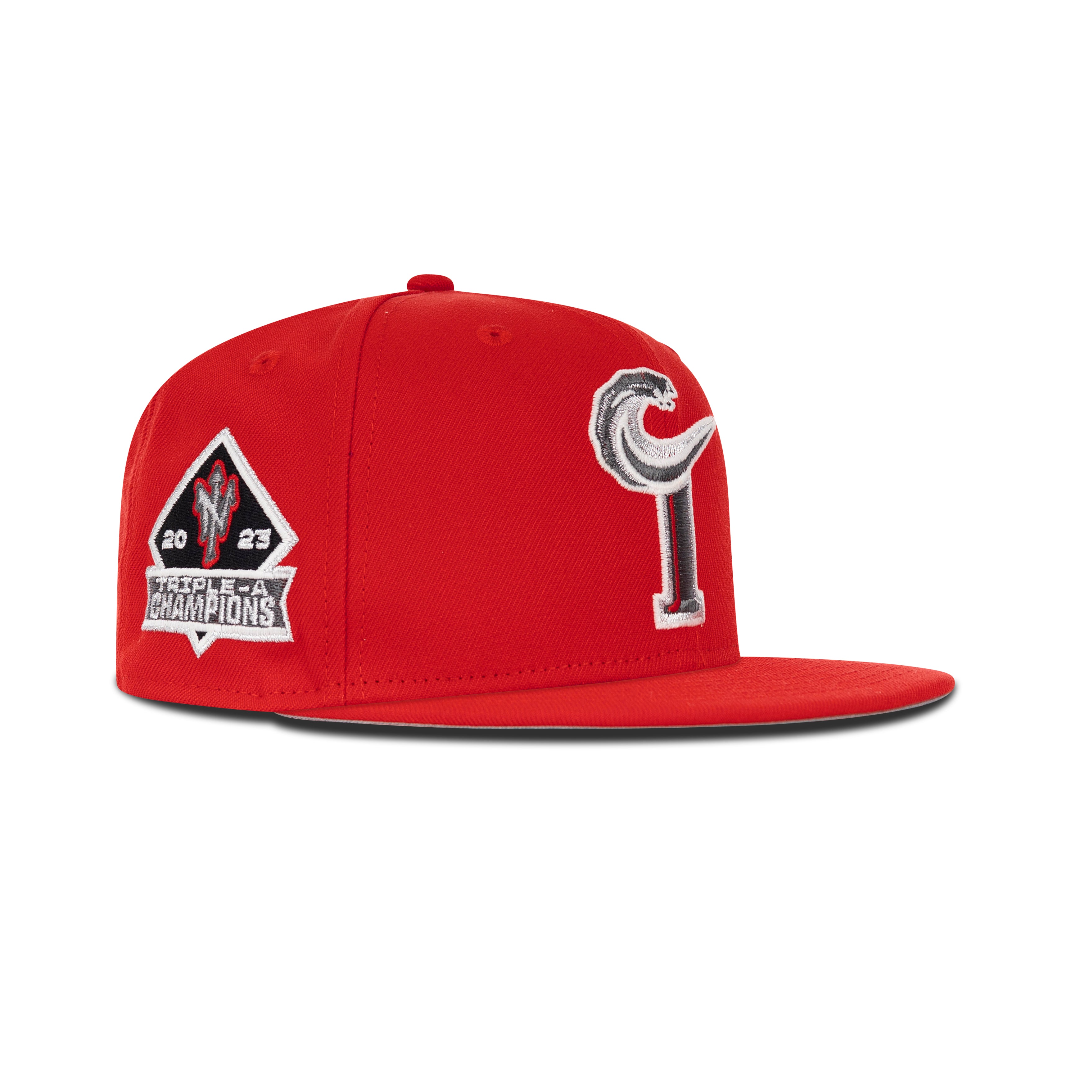 New Era Norfolk Tides Fitted Grey Bottom "Red Metallic Aluminum" (2023 Champions Embroidery)