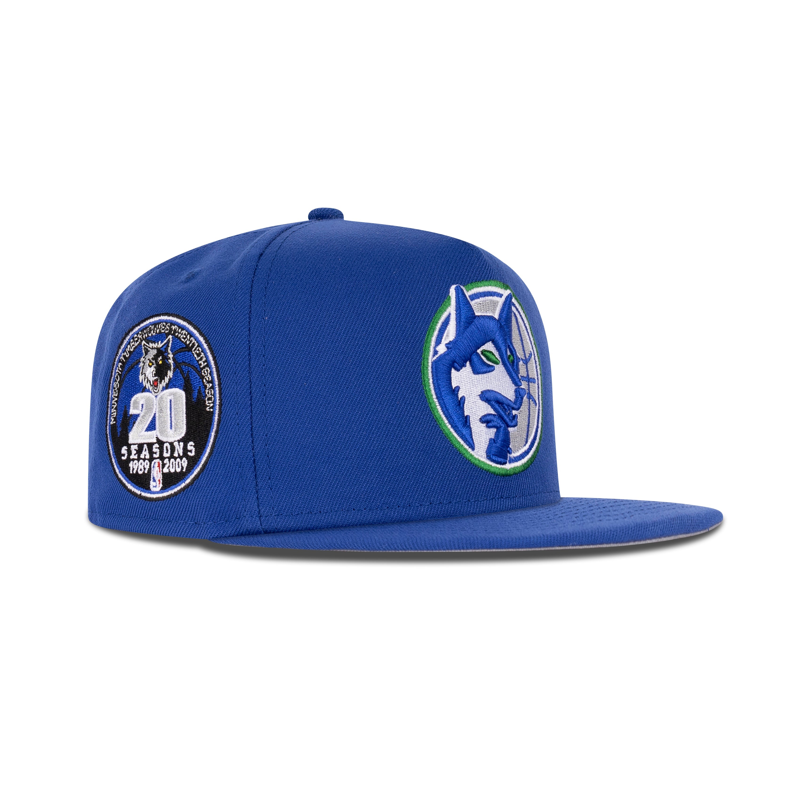 New Era Minnesota Timberwolves Snapback Grey Bottom "Royal White Green" (1989-2011 20 Seasons Embroidery)